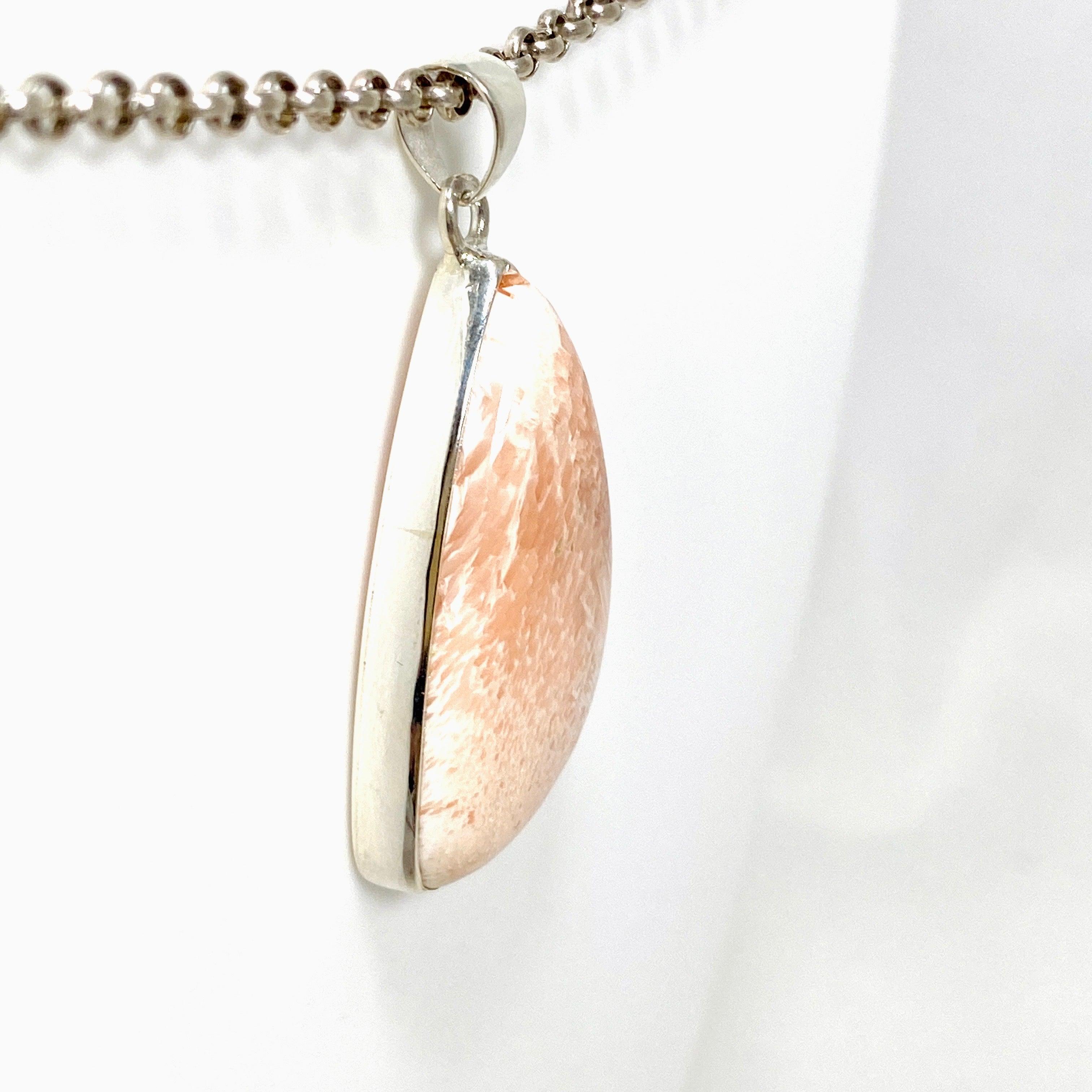Natural Peach Scolecite Freeform Pendant Necklace - Healing Crystal Jewelry for Meditation, Energy Balancing & Spiritual Growth - KPGJ4526