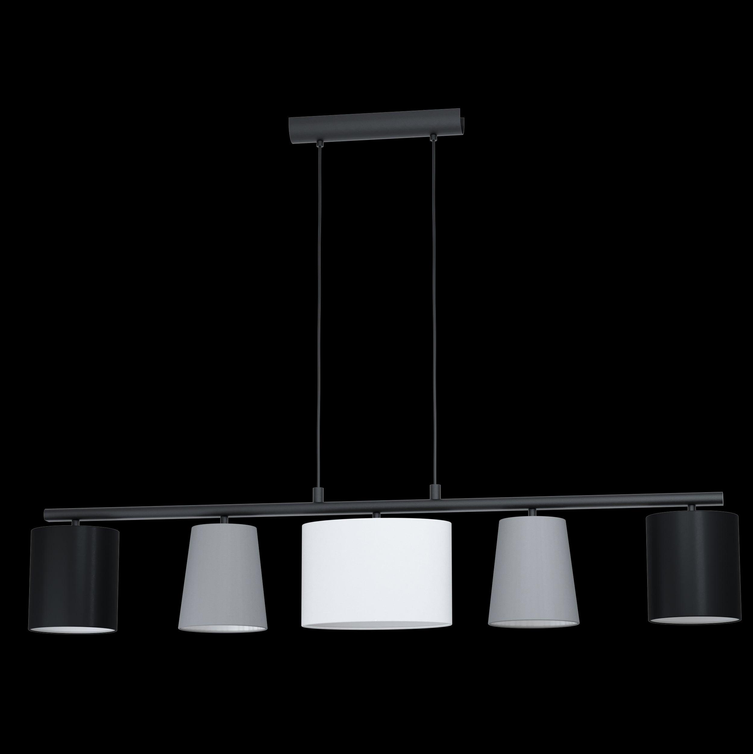 Eglo Almeida 1-Light Modern Pendant Lighting Fixture with Grey & White Fabric Shade - Perfect for Kitchen Island, Dining Room or Bedroom Ceiling Lighting
