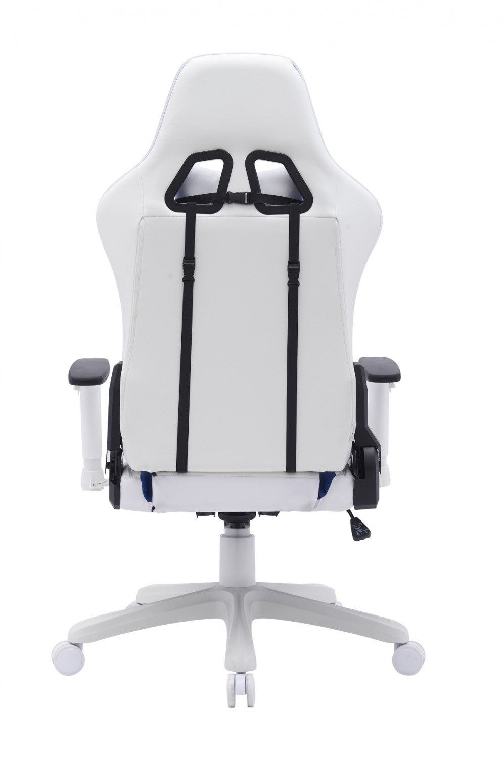 Thrine Ergonomic Gaming Chair with Lumbar Support - Adjustable Height & Reclining Back, White & Blue - Perfect for PC Gaming, Office Work, and Home Entertainment