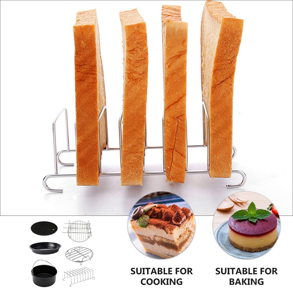 SOLUSTRE 6-Piece Air Fryer Accessories Set - Non-Stick Stainless Steel Baking Trays, Cake Pans & Frying Pot Kit for Western Food | Leakproof Kitchen Tools for Baking, Cooking & Meal Prep | Perfect for Air Fryer, Oven & Microwave Use