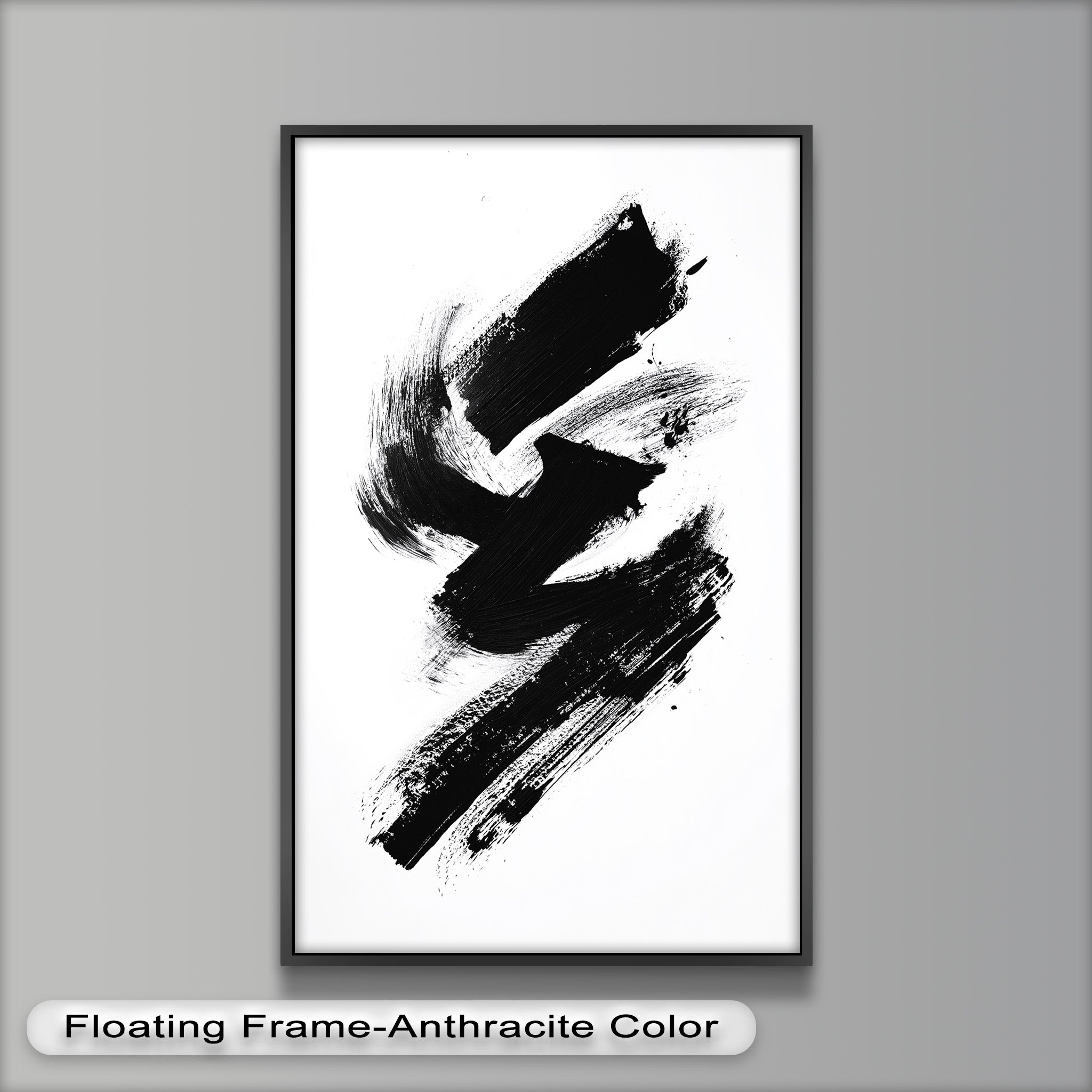 Black Brushstroke Abstract Oil Painting - Modern Wall Art for Living Room, Bedroom & Office Decor