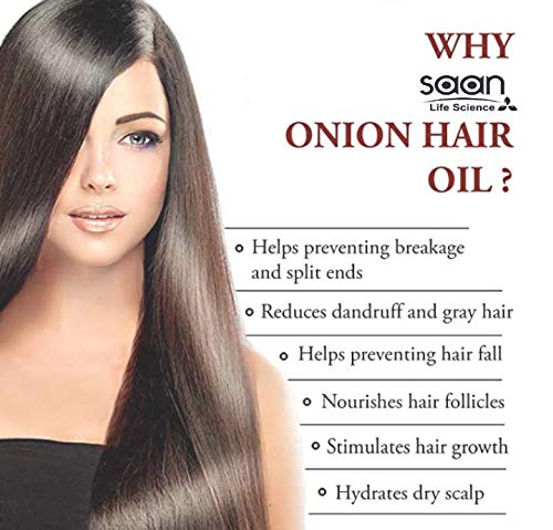 SAAN Life Science Onion Oil for Hair Growth & Hair Fall Control - 100ml with 14 Essential Oils | Natural Hair Treatment for Thinning Hair, Dry Scalp & Split Ends | Promotes Stronger, Longer & Healthier Hair | Perfect for Daily Hair Care Routine & Scalp Massage