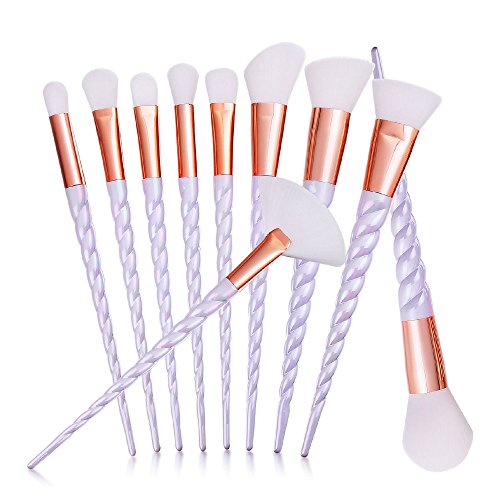 10 PCS Unicorn Makeup Brushes Set - Soft Synthetic Cosmetic Brush Kit for Eyeshadow Blending & Foundation - Perfect Gift for Makeup Lovers & Beginners (Fantasy Design) | Great for Daily Makeup, Professional Salon Use & Travel Beauty Essentials