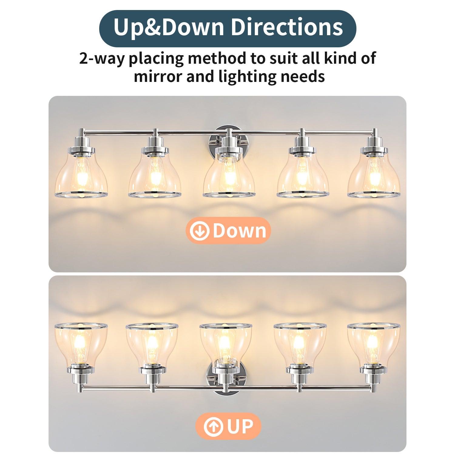 Stylish Hermosa Modern 5-Light Bathroom Vanity Light in Polished Nickel & Black - Perfect for Contemporary Bathrooms, Powder Rooms & Spa-Like Retreats