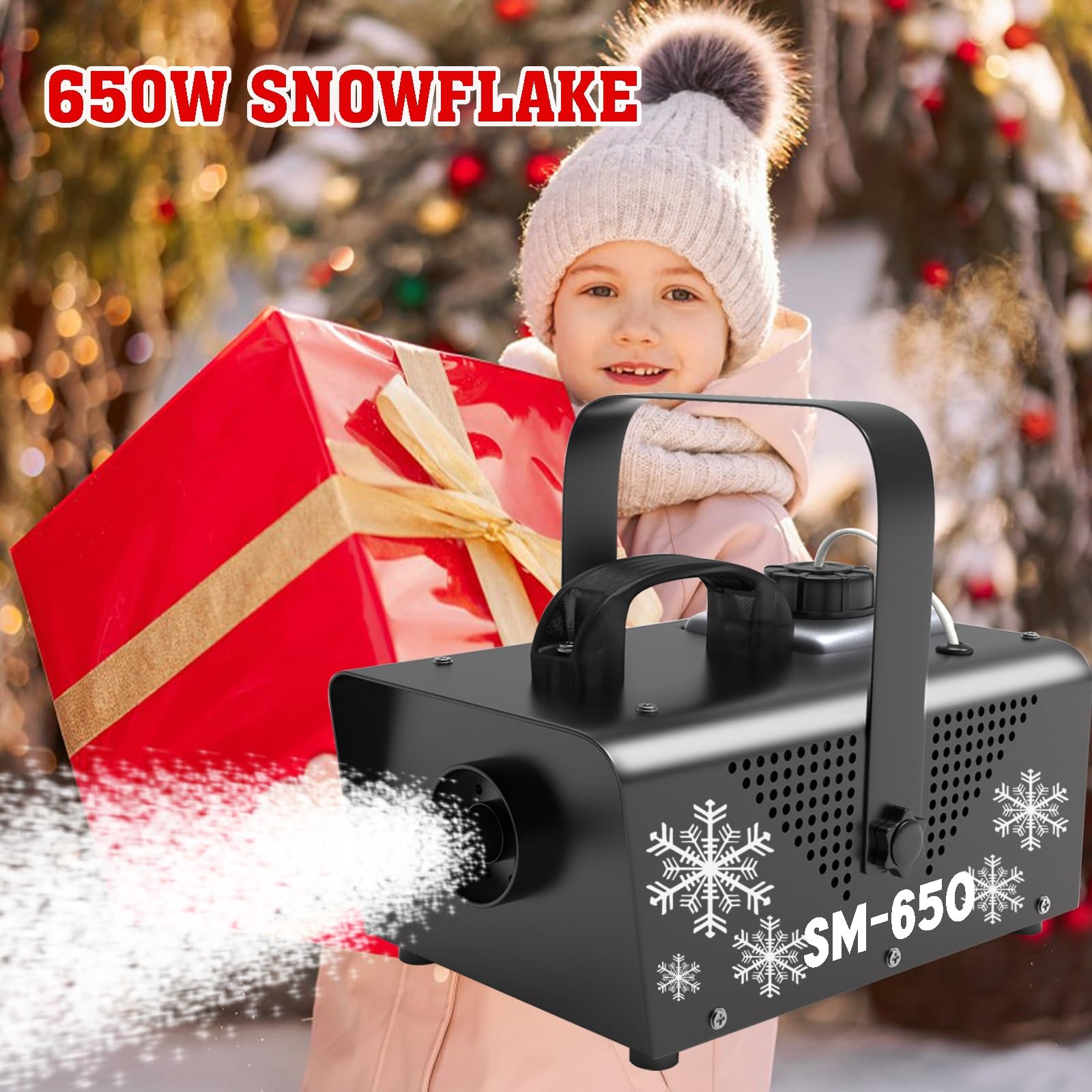 IMONE 650W Snow Machine with Remote - Indoor/Outdoor Artificial Snow Maker for Christmas, Parties, Parades & Events - Perfect for Winter Wonderland Decor & Photo Shoots