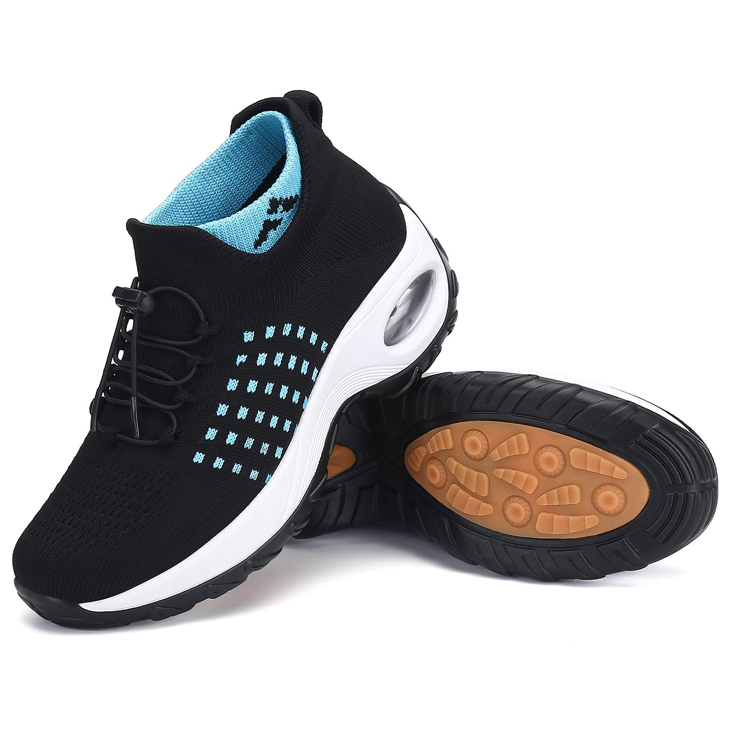 Women's Comfortable Slip-On Walking Shoes - Breathable Mesh Sneakers with Air Cushion & Wedge Platform - Perfect for Casual Wear, Travel & Daily Walking