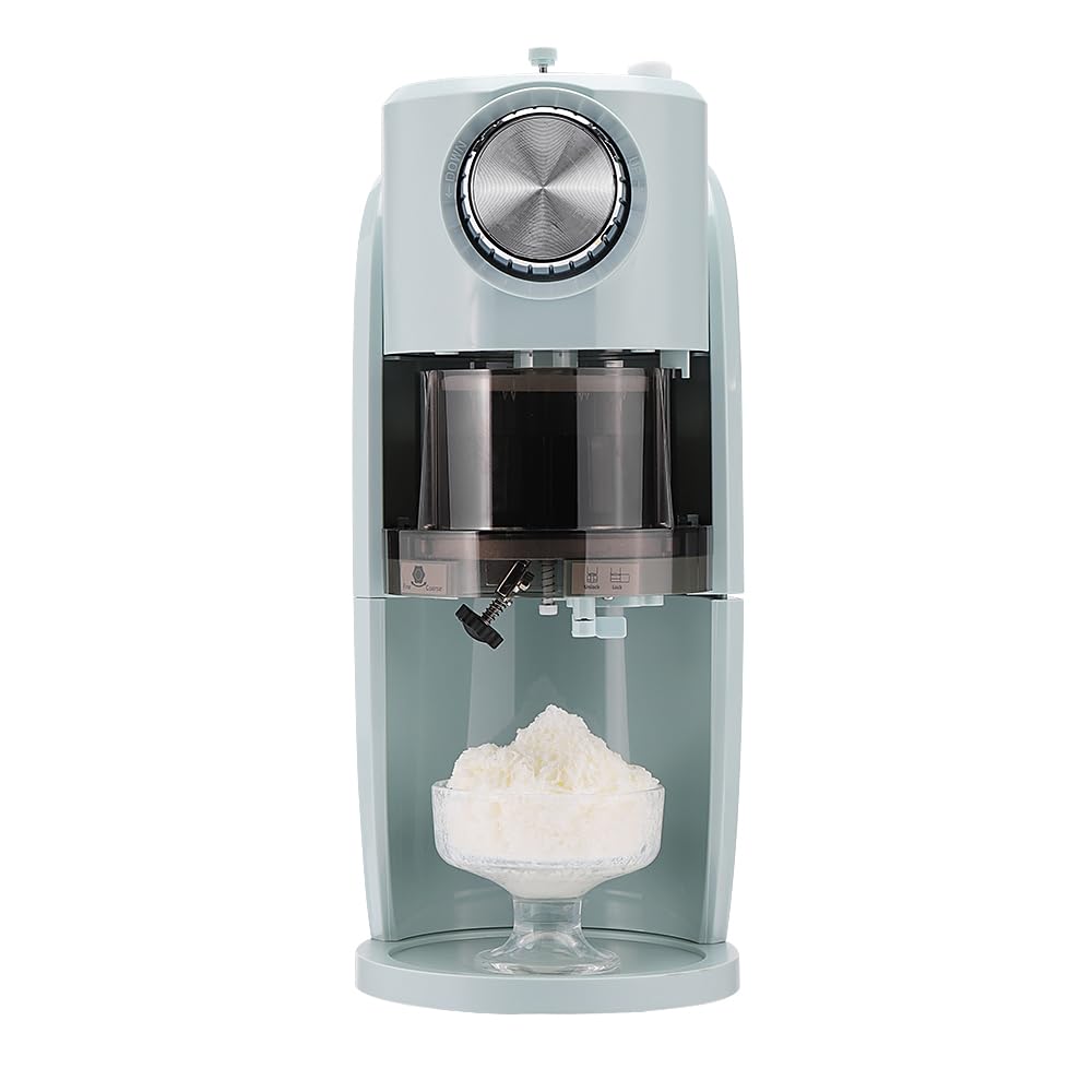 Commercial Shaved Ice Machine - 120V 45W Snow Cone & Slushy Maker with Stainless Steel Blades (Green) - Perfect for Parties, Carnivals, and Home Use