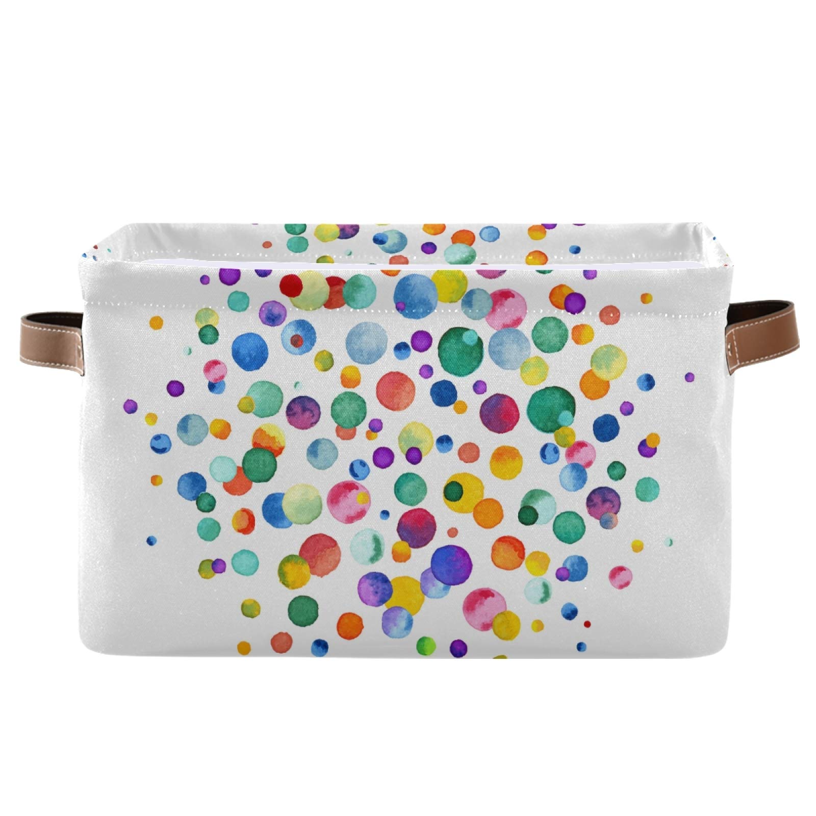 HANZHY 2-Pack Large Fabric Storage Bins with Handles - Foldable Cloth Cube Organizer Baskets for Closet, Shelves, Toys & Clothes | Colorful Confetti Pattern | Perfect for Bedroom, Nursery & Playroom Organization
