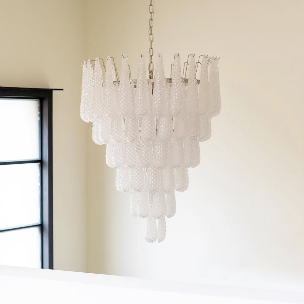 Exquisite Murano Glass Pinecone Chandelier - Handcrafted Italian Crystal Ceiling Light Fixture for Dining Room, Living Room & Bedroom Decor