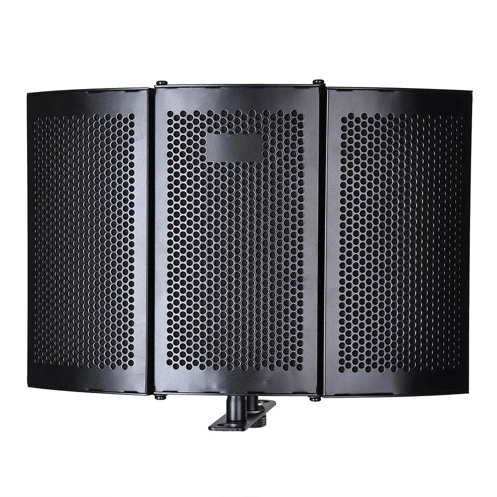 TheLAShop 3 Fold Studio Microphone Isolator Foam Panel - Professional Vocal Absorber for Podcasting, Voice Recording & Home Studio Soundproofing