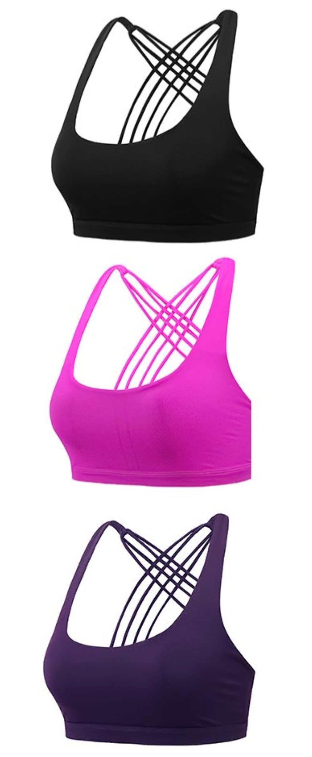 B&B DEALS Women's Cross Back Sports Bra - Padded Workout Top for Running, Yoga & Gym - Comfortable Athletic Wear for Active Lifestyles