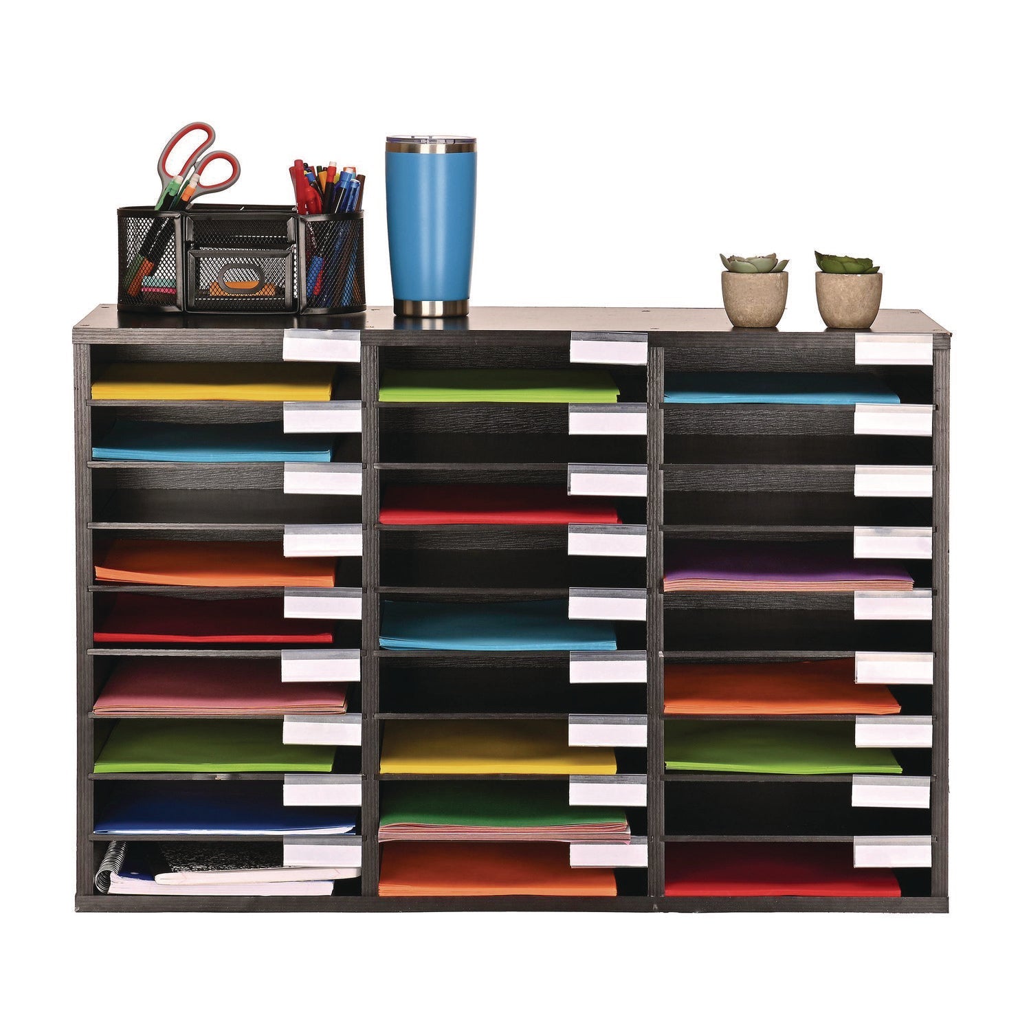 AdirOffice Wooden 27-Section Letter Size Literature Organizer - 31.49