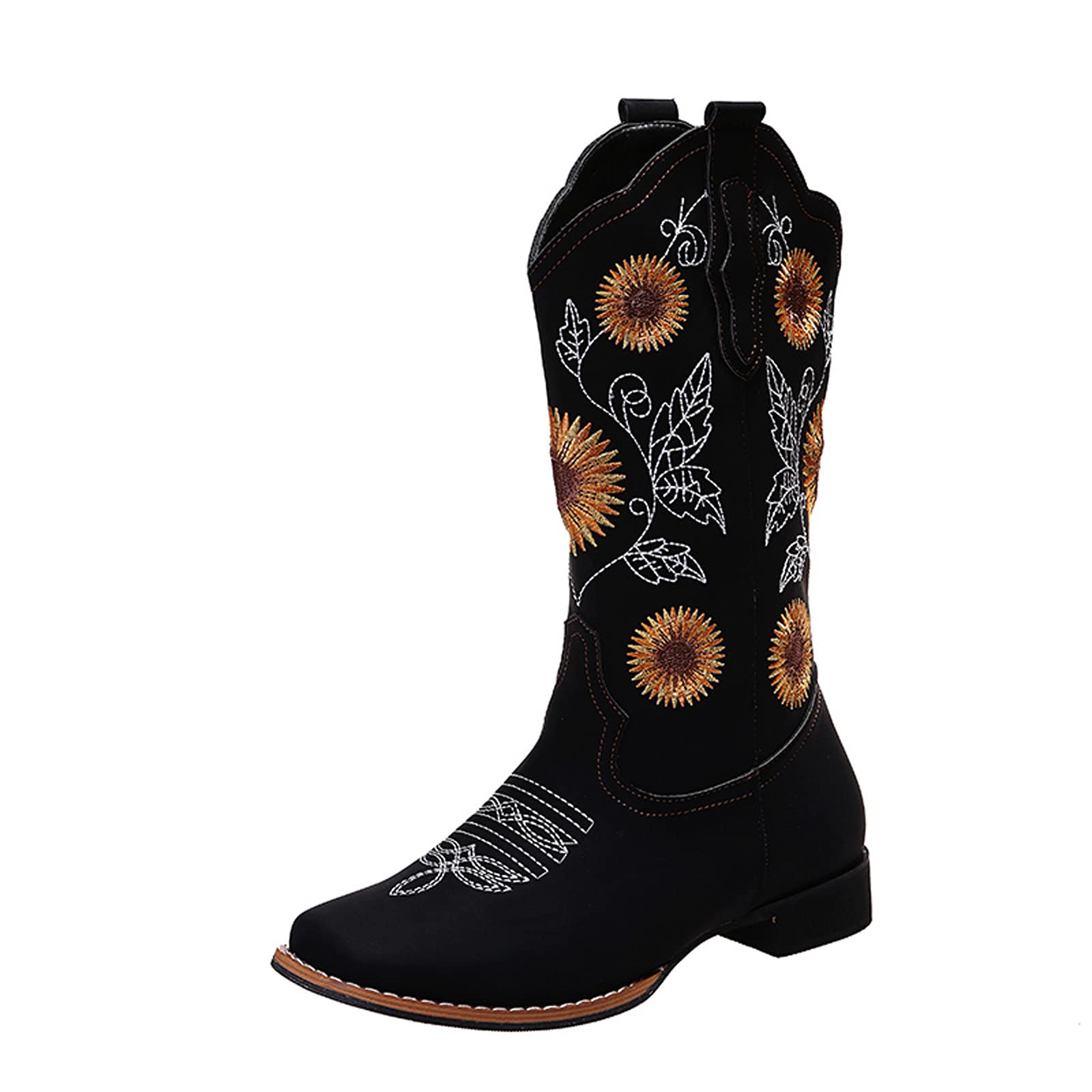 Masbird Women's Cowboy Boots - Fur Lined Winter Snow Boots, Waterproof & Comfortable Warm Shoes for Outdoor, Hiking, and Cold Weather Activities