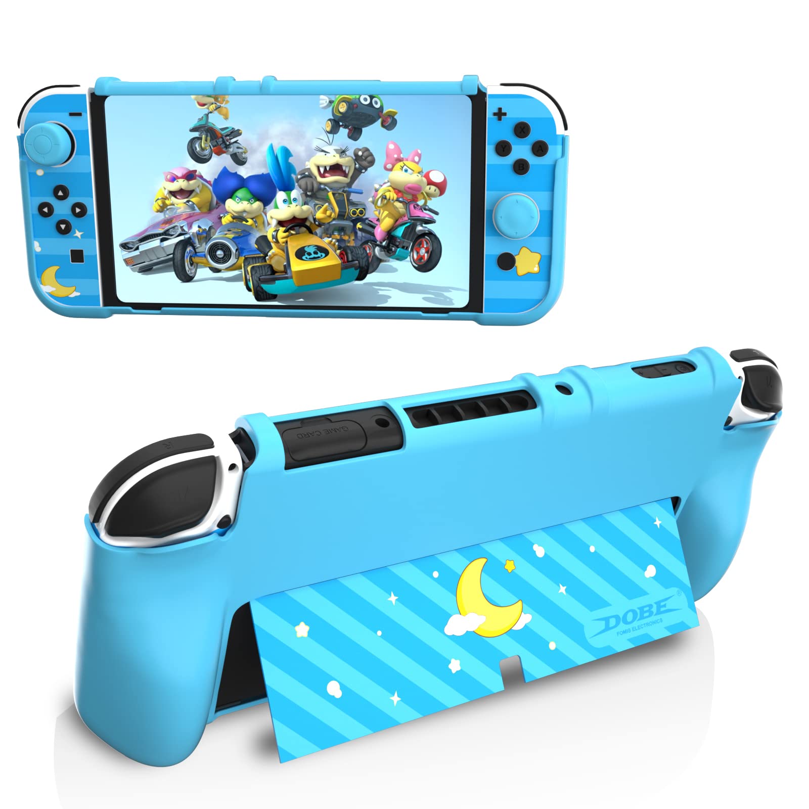 Nintendo Switch OLED Protective Case & Accessories Kit - Blue | Includes Switch OLED Game Case & Thumb Grips | Perfect for Travel, Gaming & Storage Protection