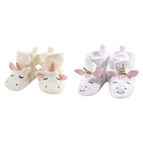 Hudson Baby Fleece Booties 2-Pack - Unicorn White 18-24 Months for Cozy Winter Wear