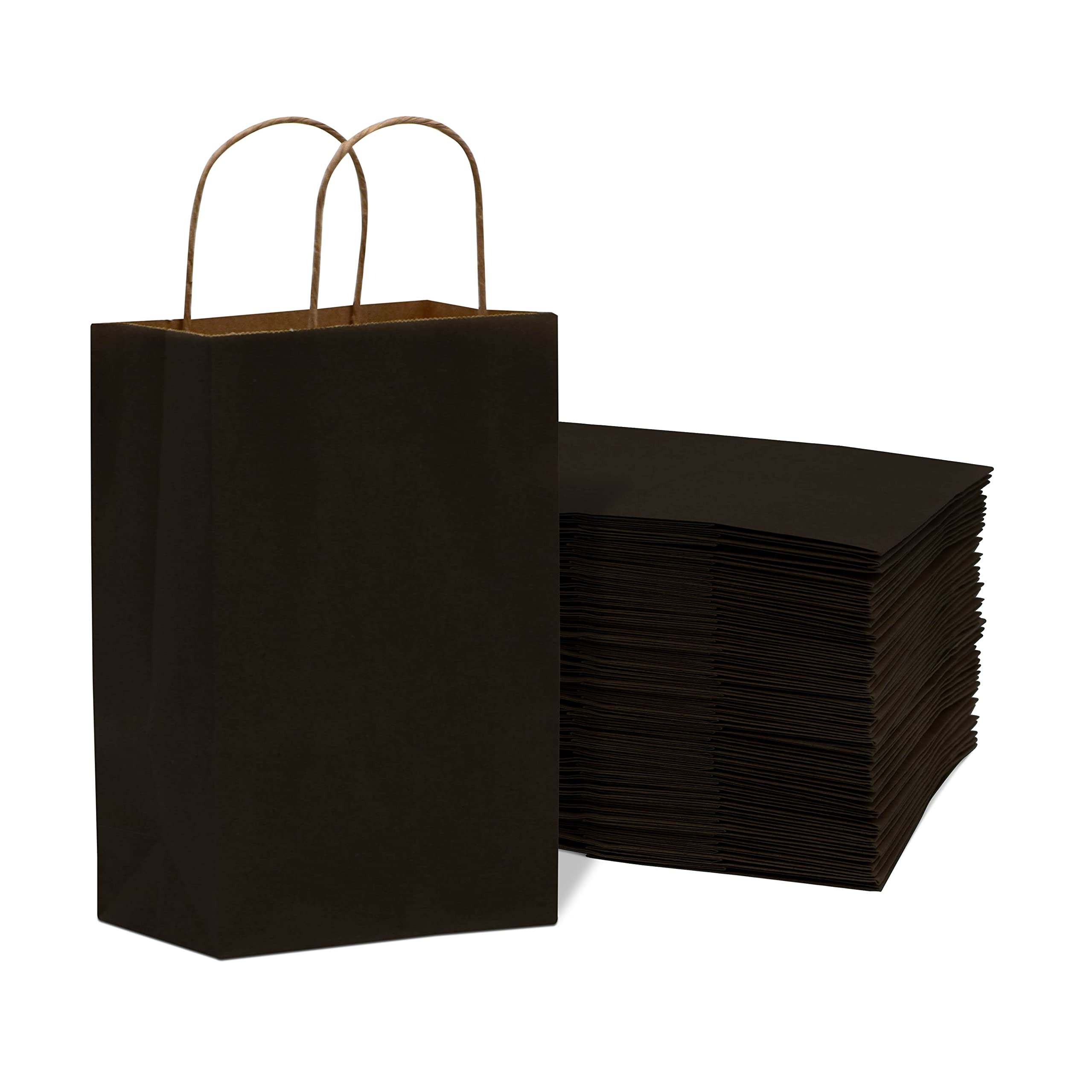 400 Pack Small Black Kraft Gift Bags with Handles 6x3x9 Inch - Bulk Shopping Bags for Boutiques, Retail Stores, Birthday Parties, Restaurants & Takeout | Perfect for Business Merchandise, Craft Totes & Party Favors