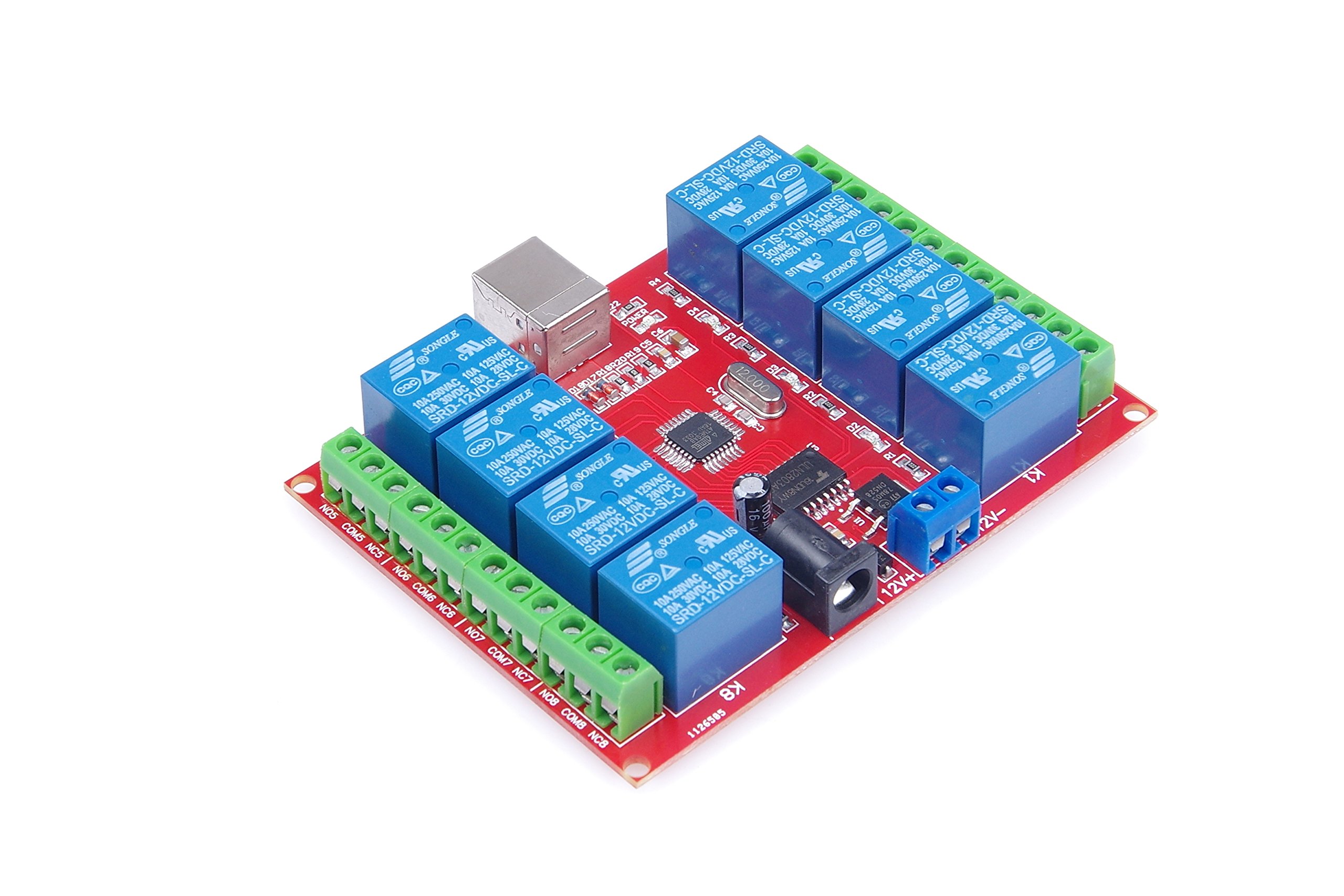 12V 8 Channel USB Relay Module - Programmable Computer Control Switch for PC, Driver & Intelligent Controller (Pack of 20) - Perfect for Home Automation, IoT Projects & Industrial Control Systems