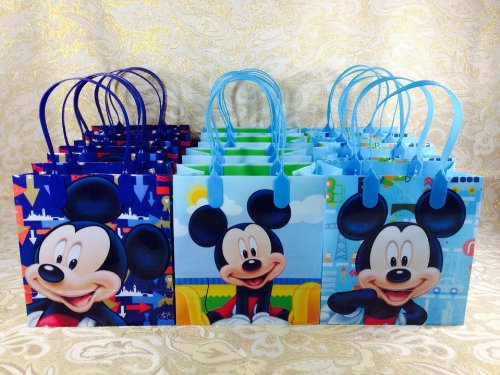 12-Piece Mickey Mouse Goodie Bags Set - Disney Party Favors, Birthday Gift Bags for Kids - Perfect for Birthday Parties, Baby Showers & Disney Themed Events