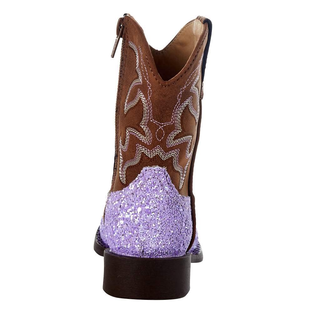ROPER NRS Exclusive Toddler Cowgirl Boots - Purple Glitter Western Boots for Girls, Comfortable & Stylish Kids Booties for Playdates, Parties & Western-Themed Events