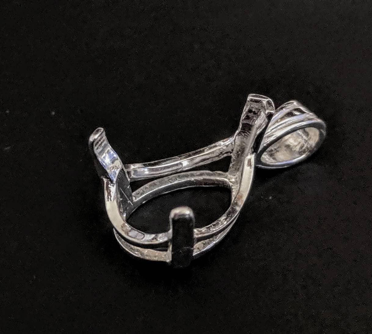 Solid Sterling Silver or 14kt Gold Pear Cut Vee Prong Pendant Setting (12x8mm & 18x13mm) | Handmade in USA | Perfect for Necklace Jewelry Making & DIY Custom Pendants