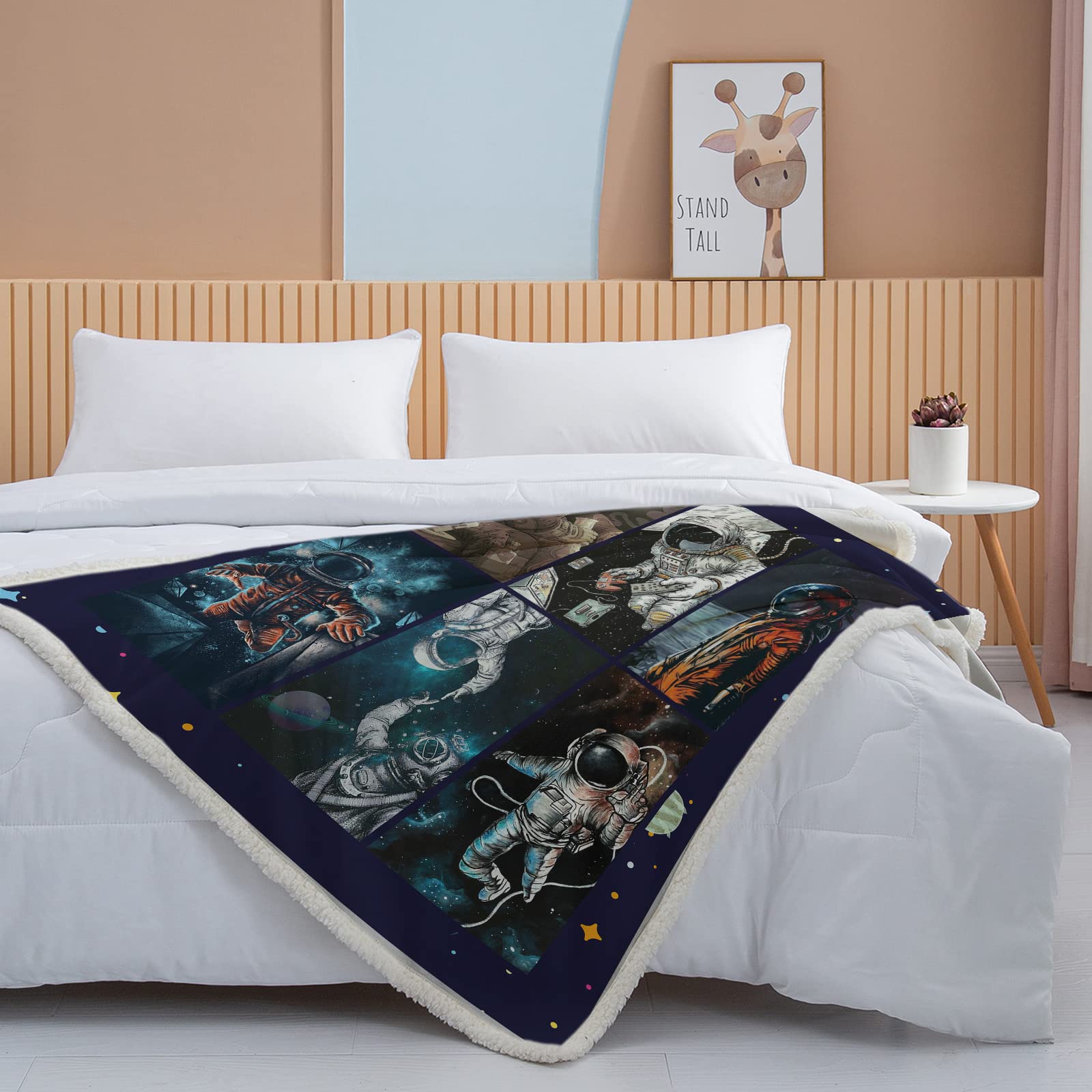 BEDMUST Astronaut Blanket for Boys - Outer Space Themed Soft Fleece Throw Blanket (50x60 inches) - Warm & Cozy for Sofa, Chair, Bed, Office - Perfect for Kids' Rooms, Movie Nights & Space-Themed Decor
