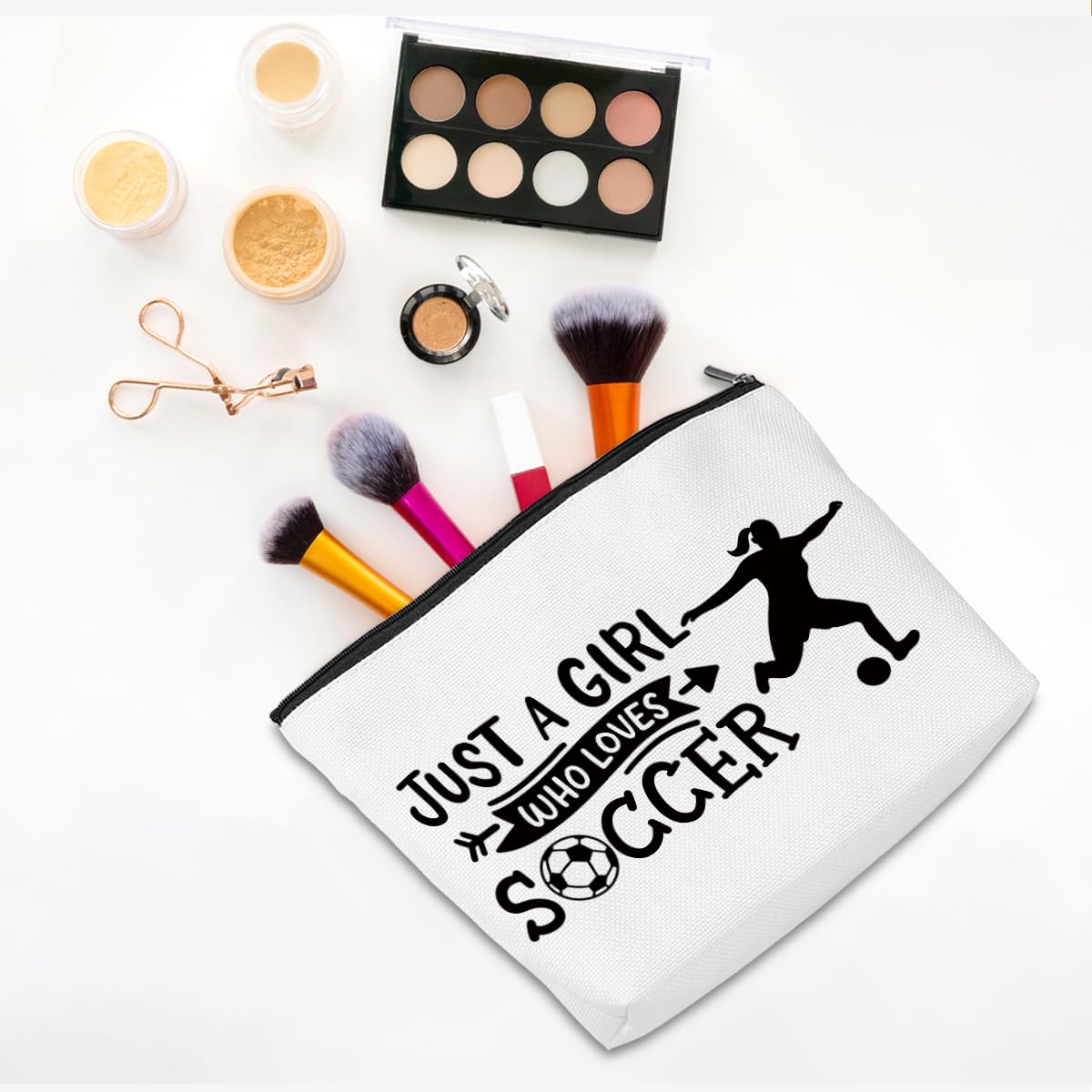 Soccer Themed Makeup Bag for Women & Girls - Perfect Gift for Soccer Coaches, Players & Lovers - Cosmetic Travel Toiletry Pouch with Zipper - Ideal for Christmas, Birthday & Team Gifts - Great for Soccer Games, Travel & Daily Use