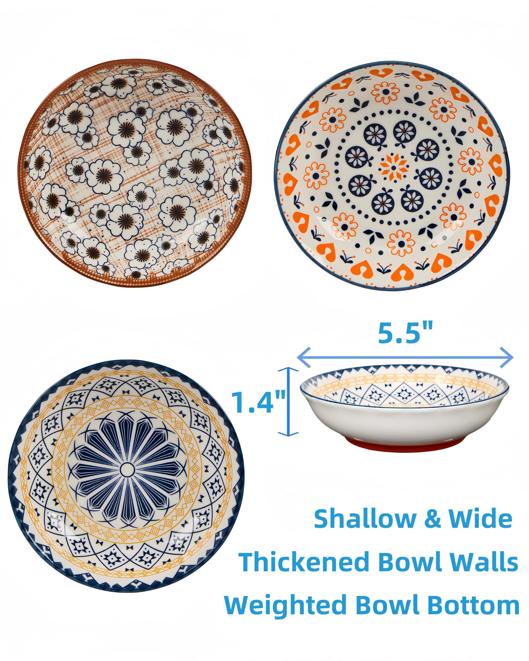 3-Pack Ceramic Cat Food Bowls with Non-Slip Silicone Base - 5.5