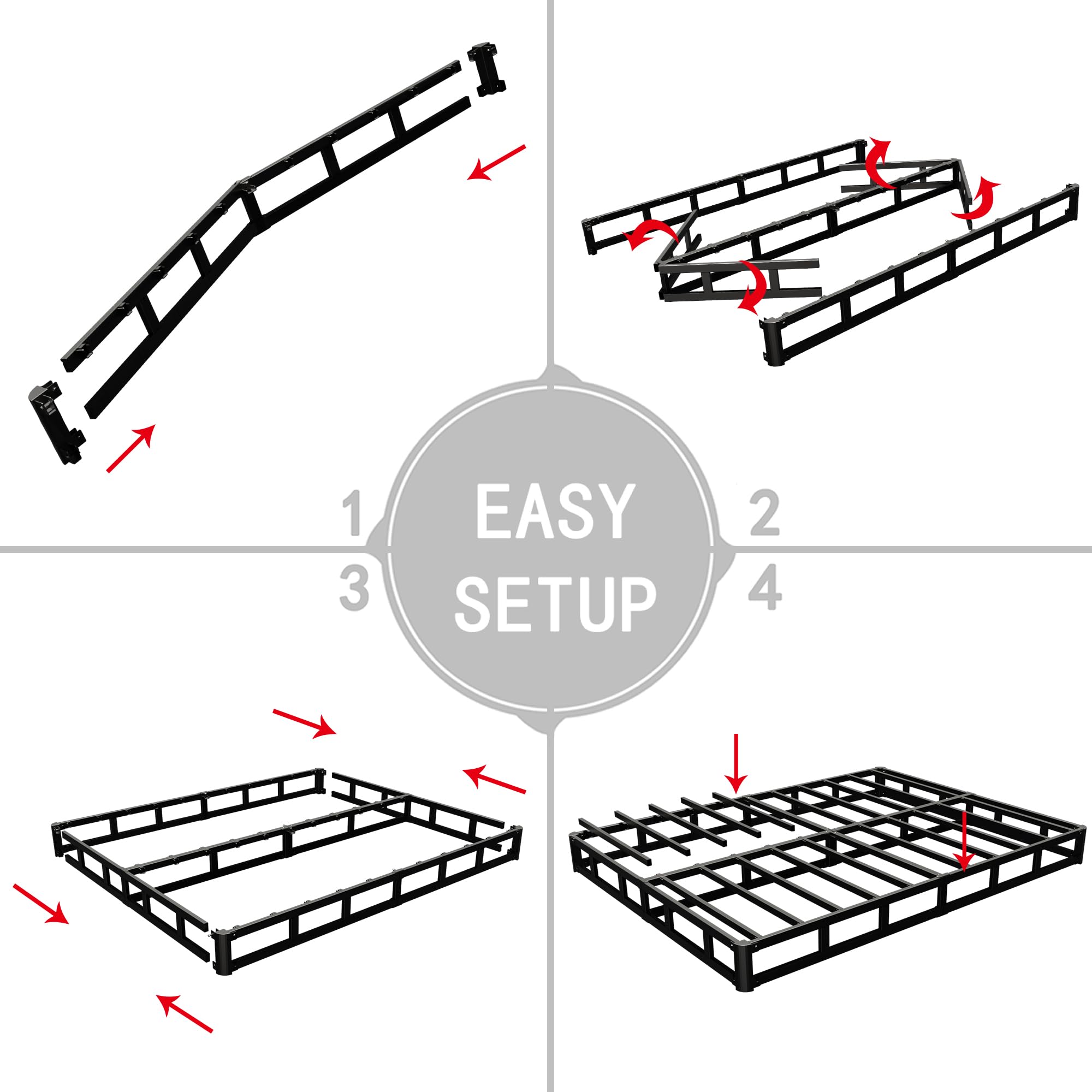 Low Profile 3 Inch Box Spring for King Size Bed - Heavy Duty Metal Mattress Foundation with Non-Slip Design, Easy Assembly - Perfect for Platform Beds, Adjustable Bases & Bedroom Upgrades