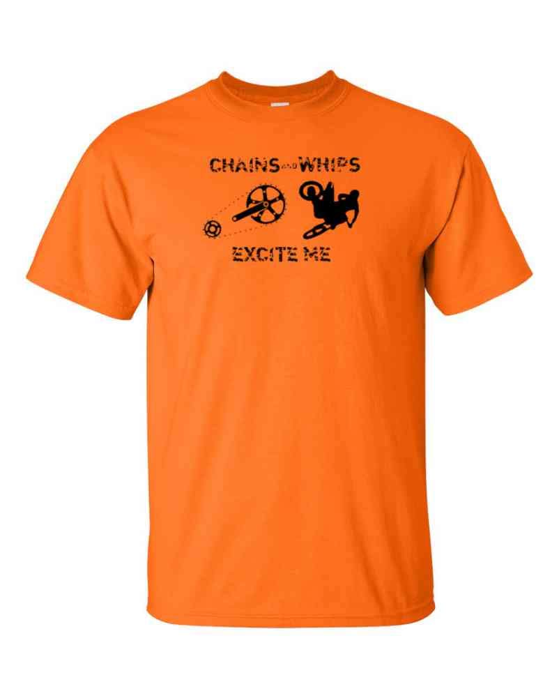 Funny Motocross Graphic T-Shirt for Men - Cotton Casual Tee with Chains & Whips Design - Orange XL | Perfect for Biker Enthusiasts & Motorcycle Events