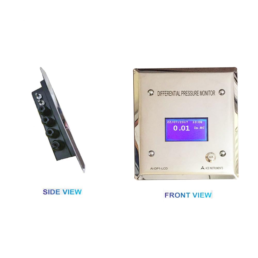 AI-DP1-LCD Digital Differential Pressure Gauge - Negative Pressure Monitor for Isolation Rooms, Pharma Clean Rooms & Laboratories | Wall-Mounted HVAC Airflow Measurement Device for Hospitals, Clinics and Medical Facilities
