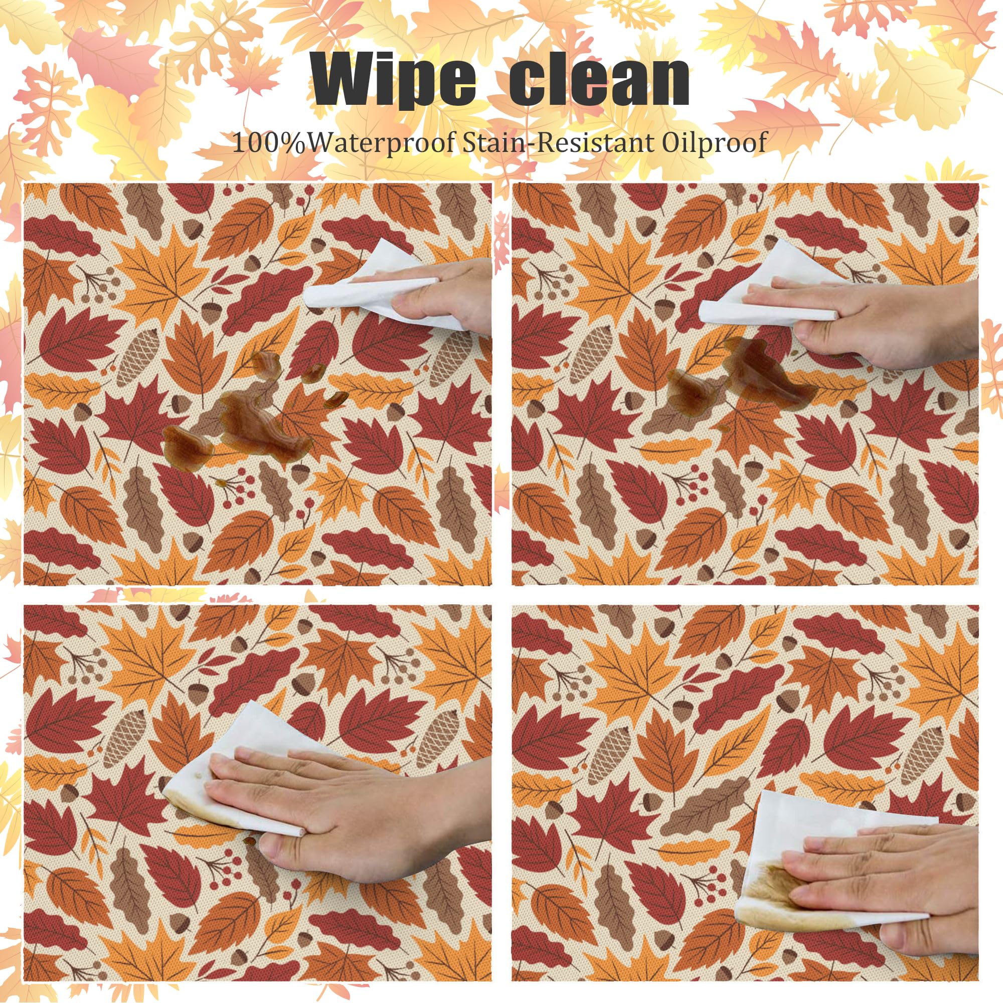 60 Inch Fall Maple Leaf Round Tablecloth - Waterproof, Wrinkle-Resistant, Easy to Clean Autumn Table Cover for Thanksgiving, Home Decor, Kitchen & Dining Room