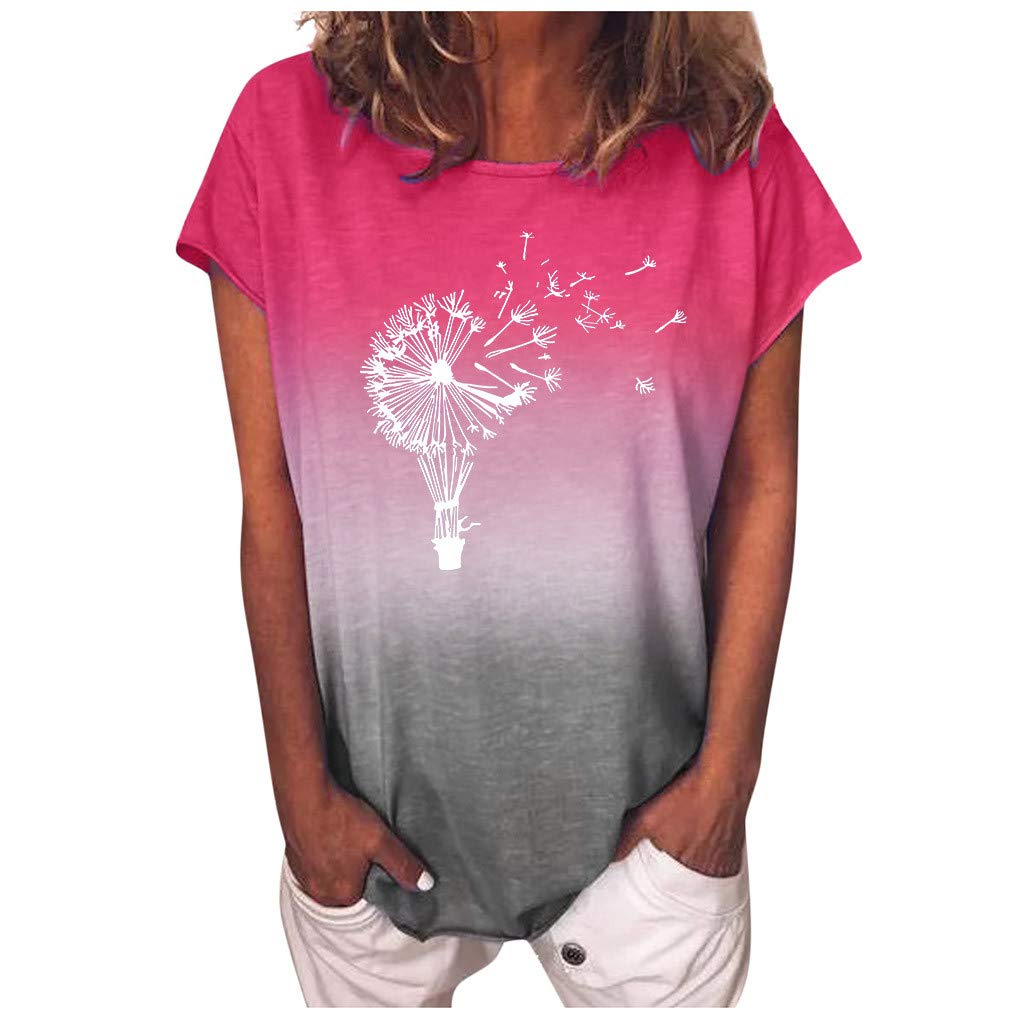 Plus Size Women's Summer Short Sleeve Blouse with Printing Pockets - Casual Tunic Top for Work, Vacation & Everyday Wear