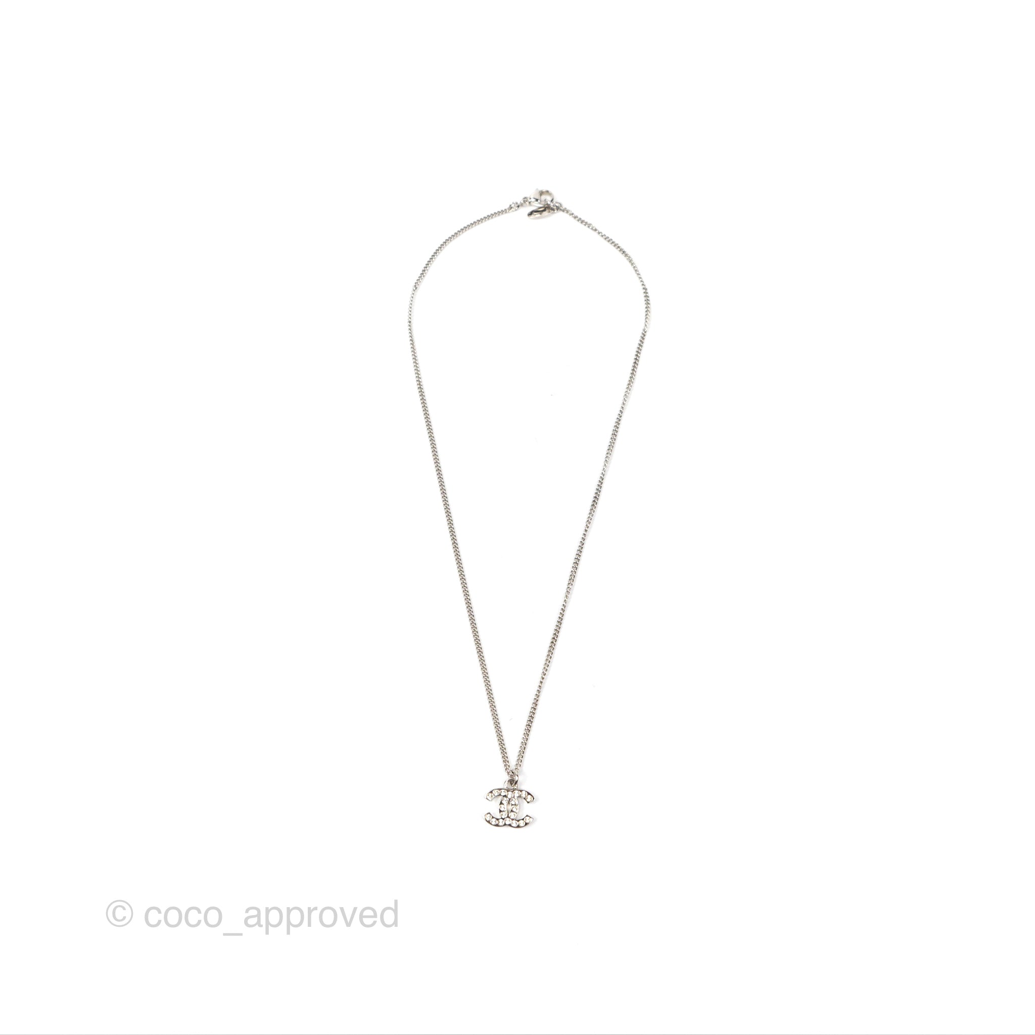 Chanel CC Crystal Necklace - Silver Tone 11V Pendant for Women | Elegant Fashion Jewelry Gift for Birthday, Anniversary & Special Occasions