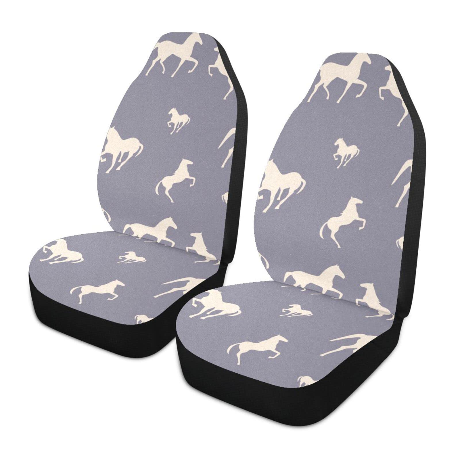 ALAZA Cute Purple Horse Print Car Seat Covers - Front Seat Set for Women | Soft & Durable Bucket Seat Protectors | Universal Fit Auto Interior Accessories | Perfect for Daily Commute & Road Trips