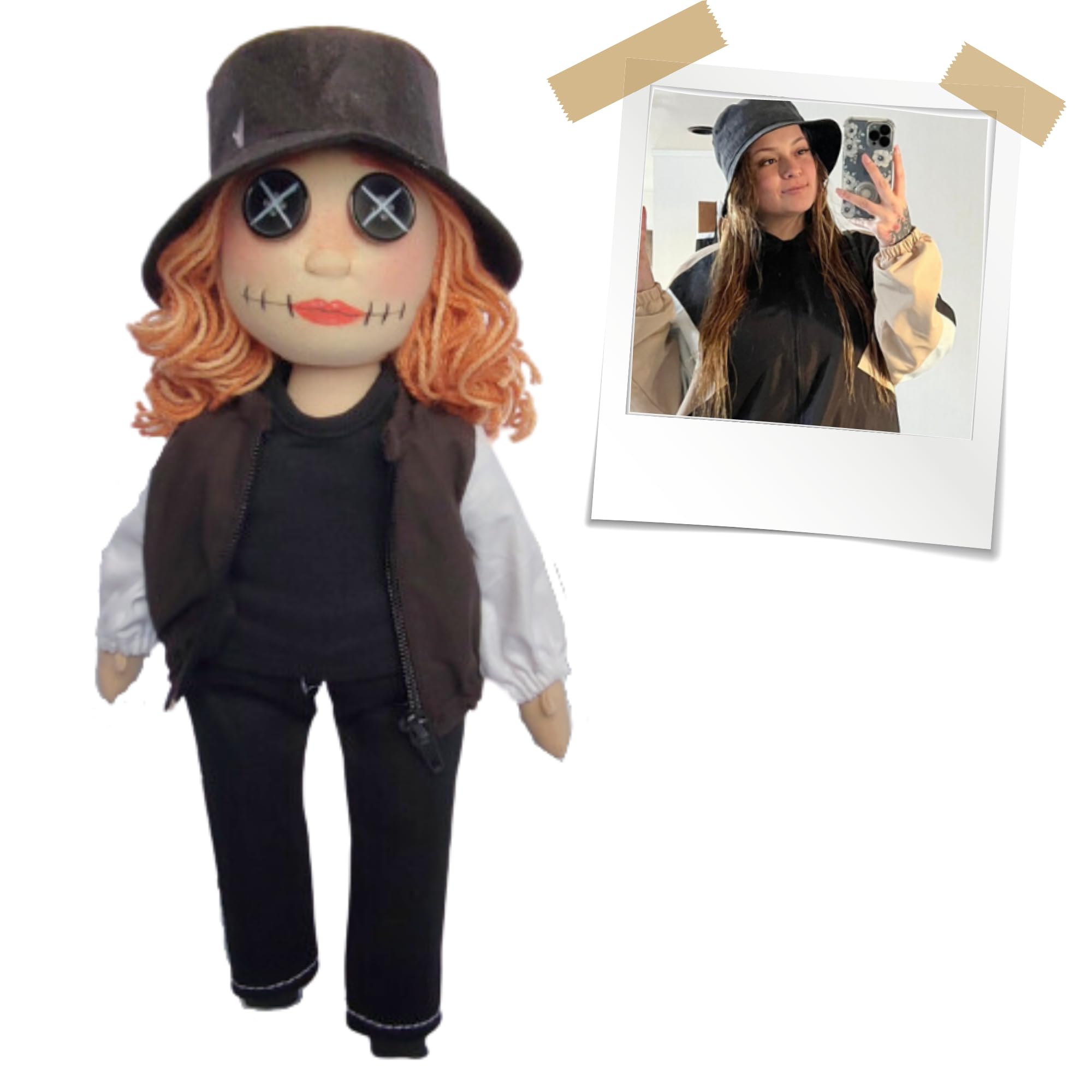 Handmade Custom Cloth Doll with Button Eyes - Personalized Photo to Doll Gift (12 Inch) - Perfect for Birthdays, Anniversaries & Home Decor
