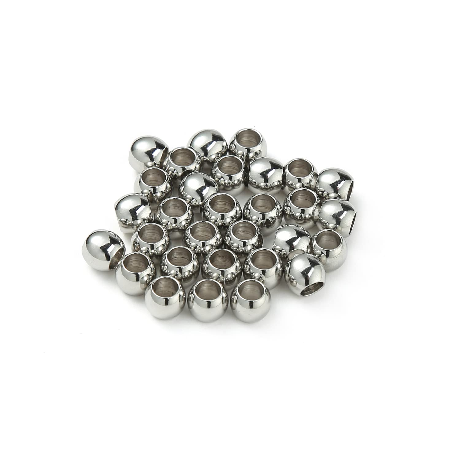 60 Pcs 304 Stainless Steel Smooth Round Spacer Beads with 4mm Hole - Seamless Loose Beads for DIY Bracelet & Jewelry Making - Perfect for Crafting, Necklaces, Earrings and Keychains