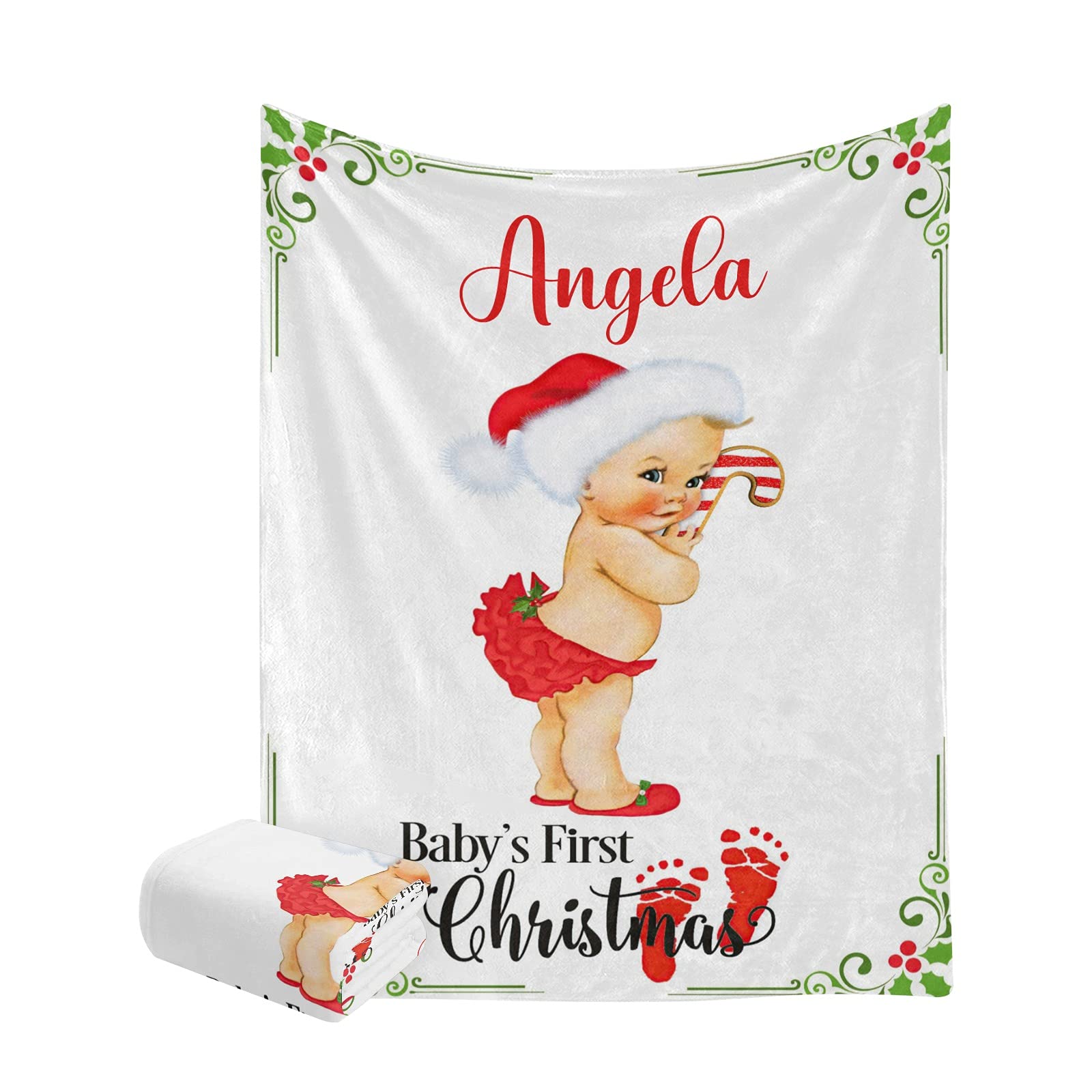 Personalized Baby Blanket with Name - Soft Fleece Swaddling Blanket for Newborn Boys & Girls - 30