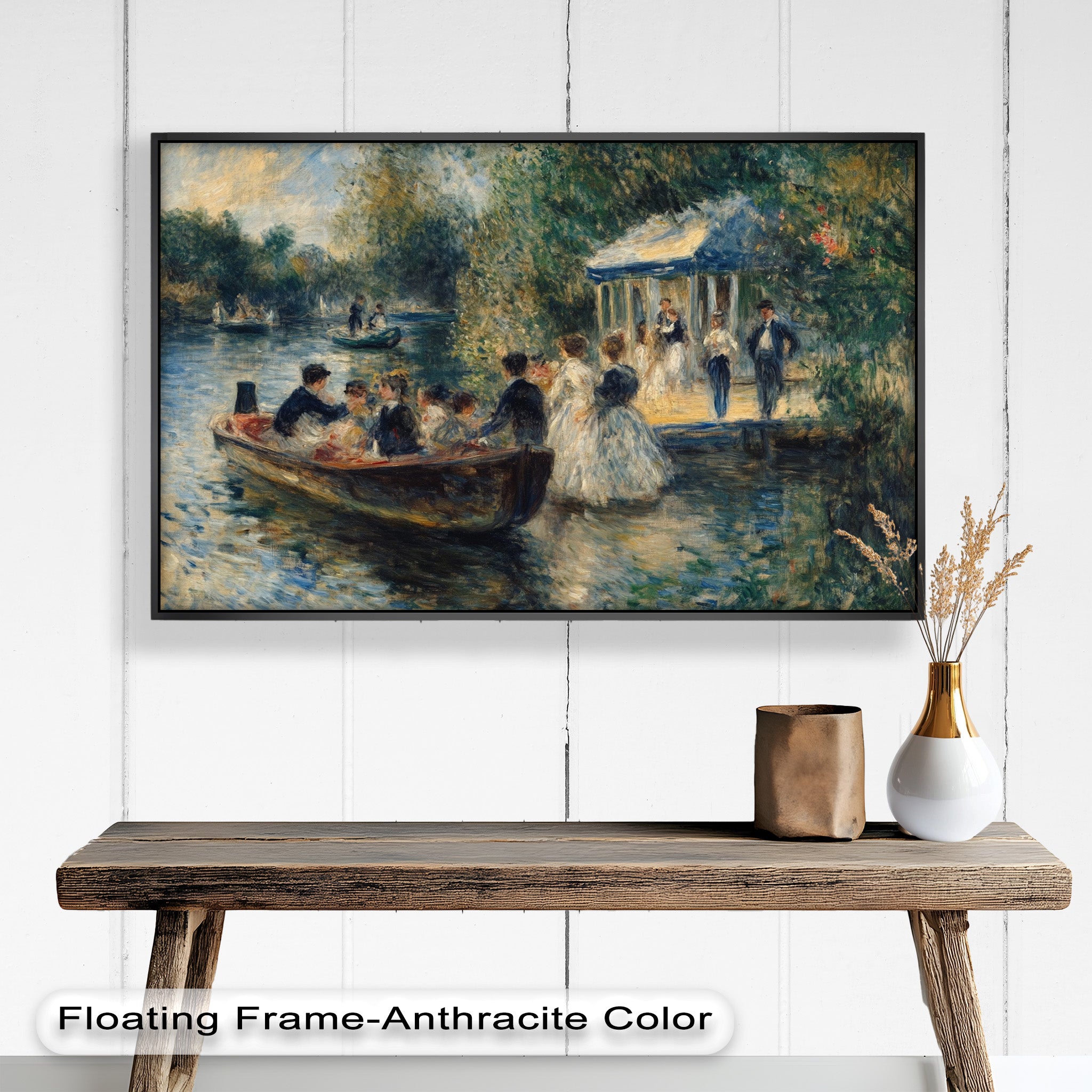 Afternoon Gathering by the River - Handmade Impressionist Oil Painting on Canvas - Perfect for Living Room, Bedroom, or Office Wall Decor