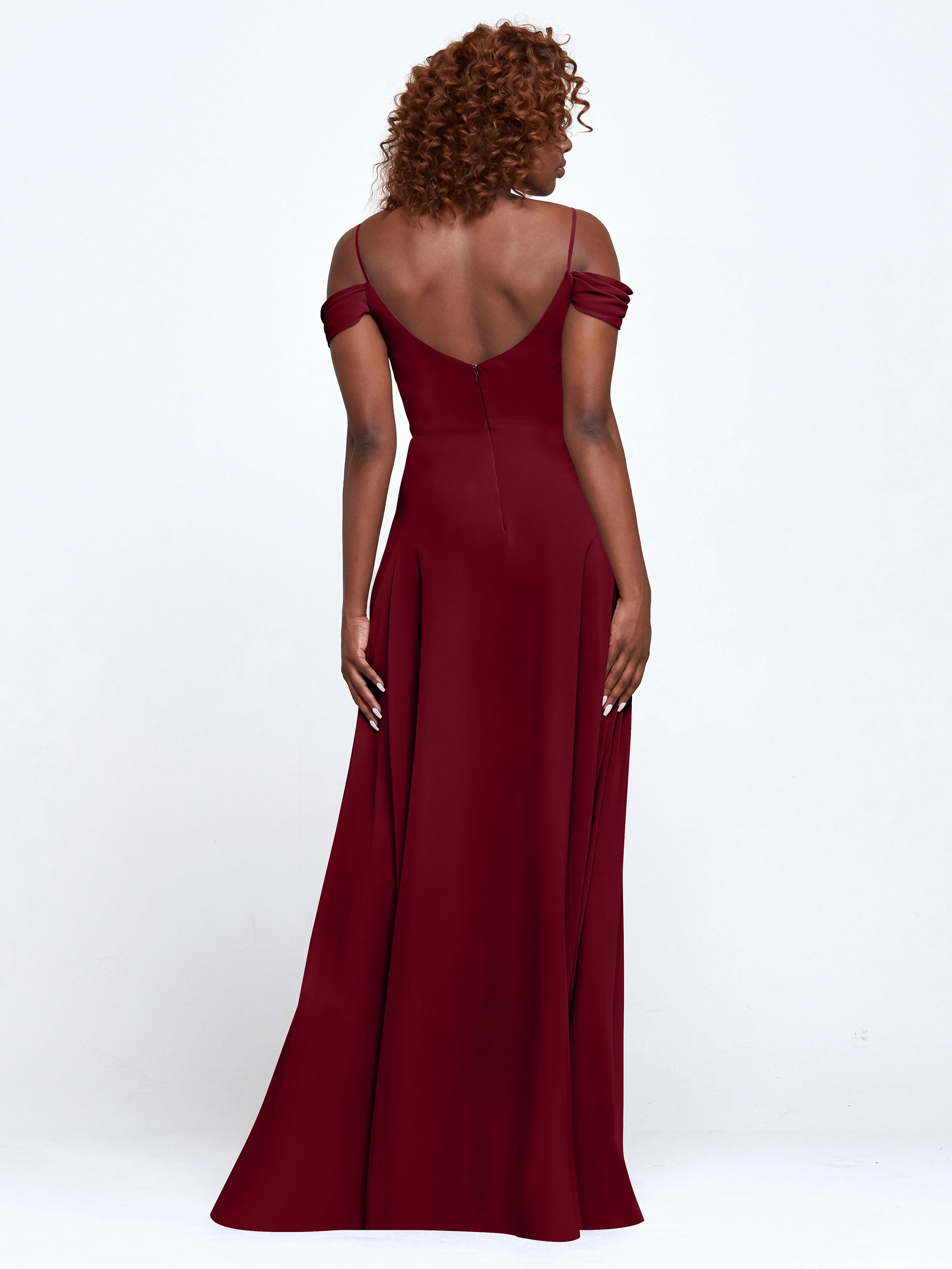 Elegant 83003 Stretch Chiffon Off-The-Shoulder A-Line Bridesmaid Dress - Perfect for Weddings, Prom, and Formal Events