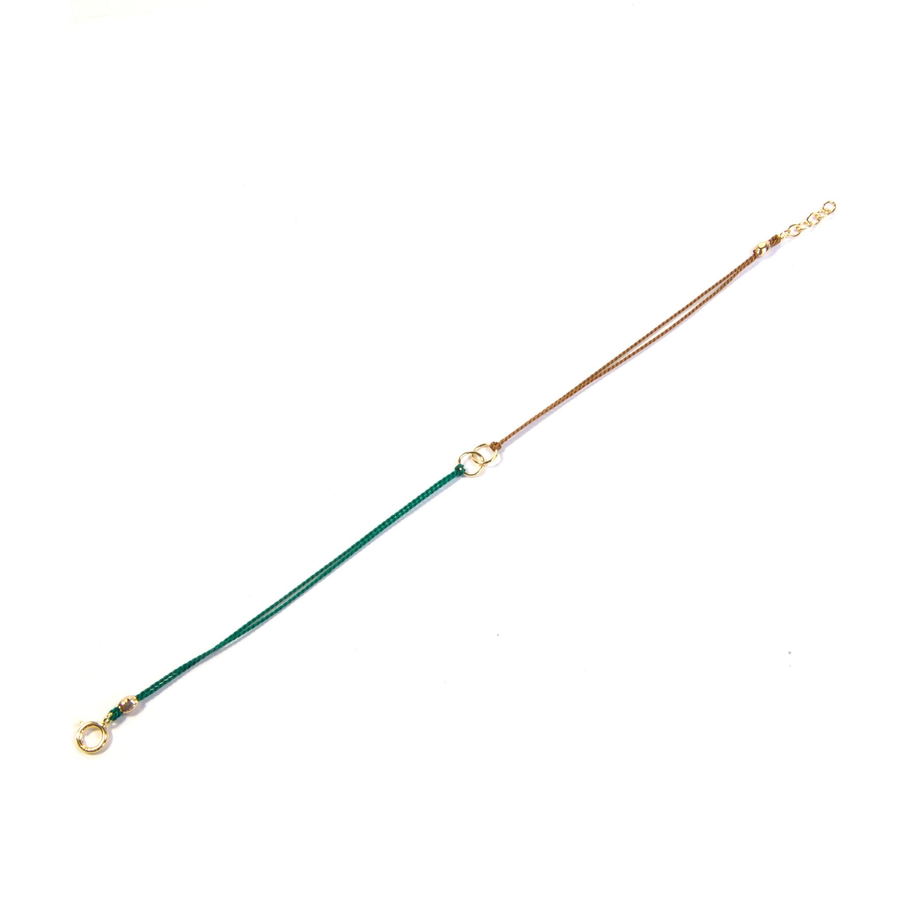 Circle Link Silk Bracelet for Women - Green & Tan Gold Jewelry, Elegant Fashion Accessories for Parties, Weddings & Everyday Wear