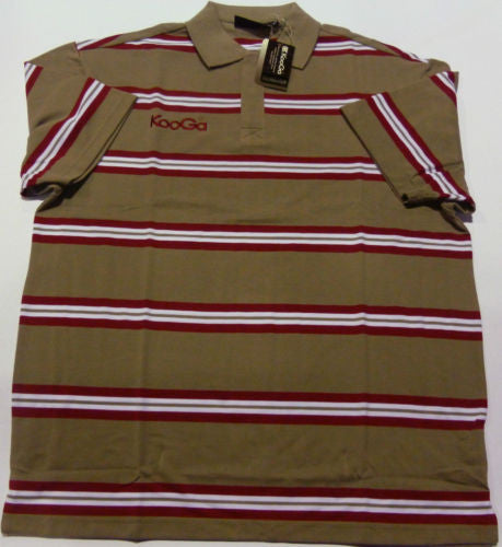 Kooga Men's Yarn Dyed Rugby Polo Shirt - Green, Red, White - Breathable Casual Sports Top for Rugby, Golf & Leisure Activities