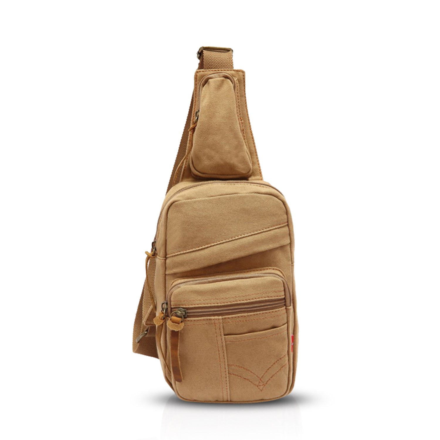 Vintage Canvas Sling Bag for Men & Women - FANDARE Crossbody Chest Shoulder Backpack - Travel, Hiking & Everyday Use - Khaki