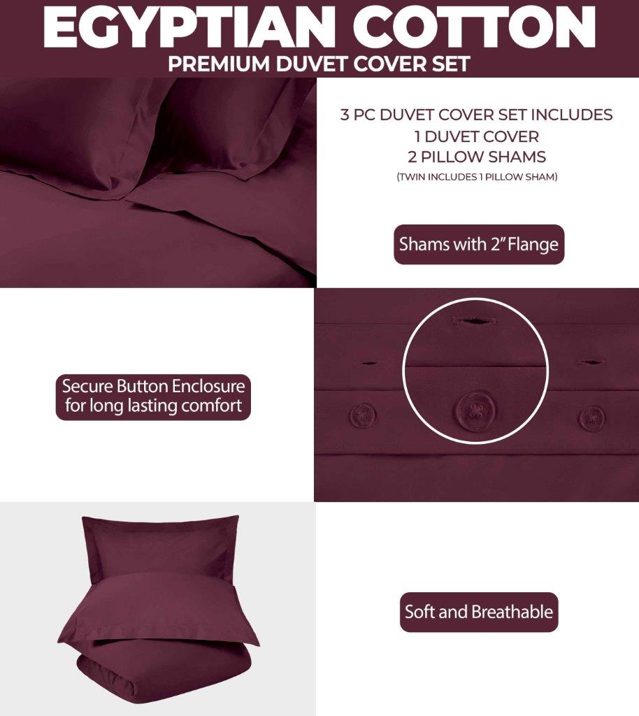 Premium Egyptian Cotton 400 Thread Count Duvet Cover Set - Ultra Soft & Breathable Bedding for Luxury Hotels & Master Bedrooms