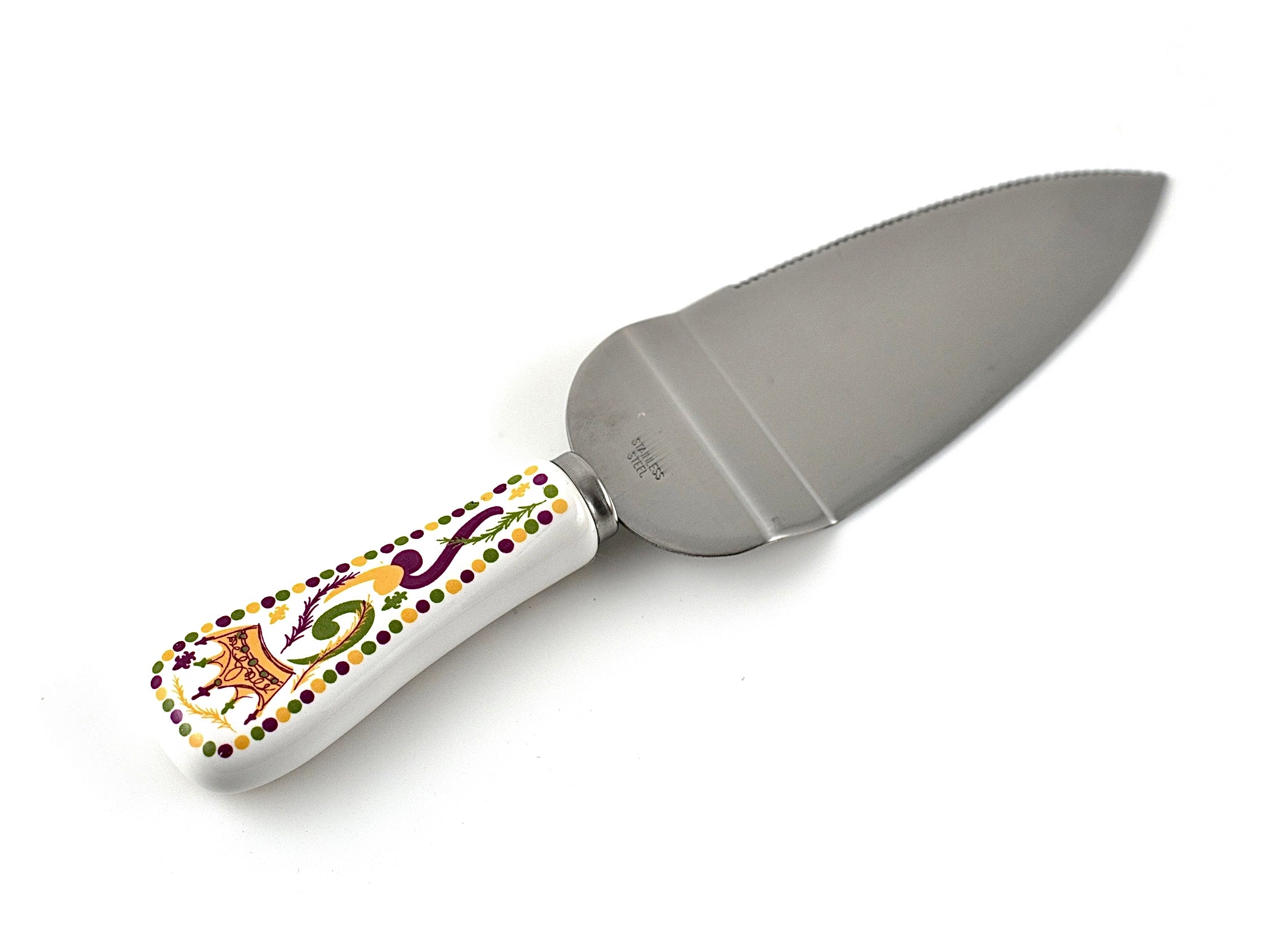 King Cake Knife - Premium Stainless Steel Cake Serving Knife for Mardi Gras, Weddings & Celebrations - Perfect for Slicing King Cakes, Desserts & Pastries