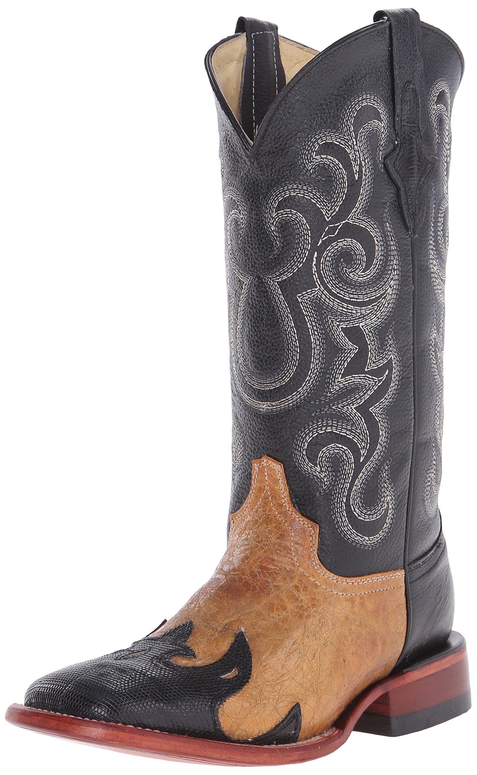 Women's Western Boots with Lizard Print - Block Heel & Square Toe in Chocolate Brown RL2 - Perfect for Country Rides, Rodeos & Casual Outfits
