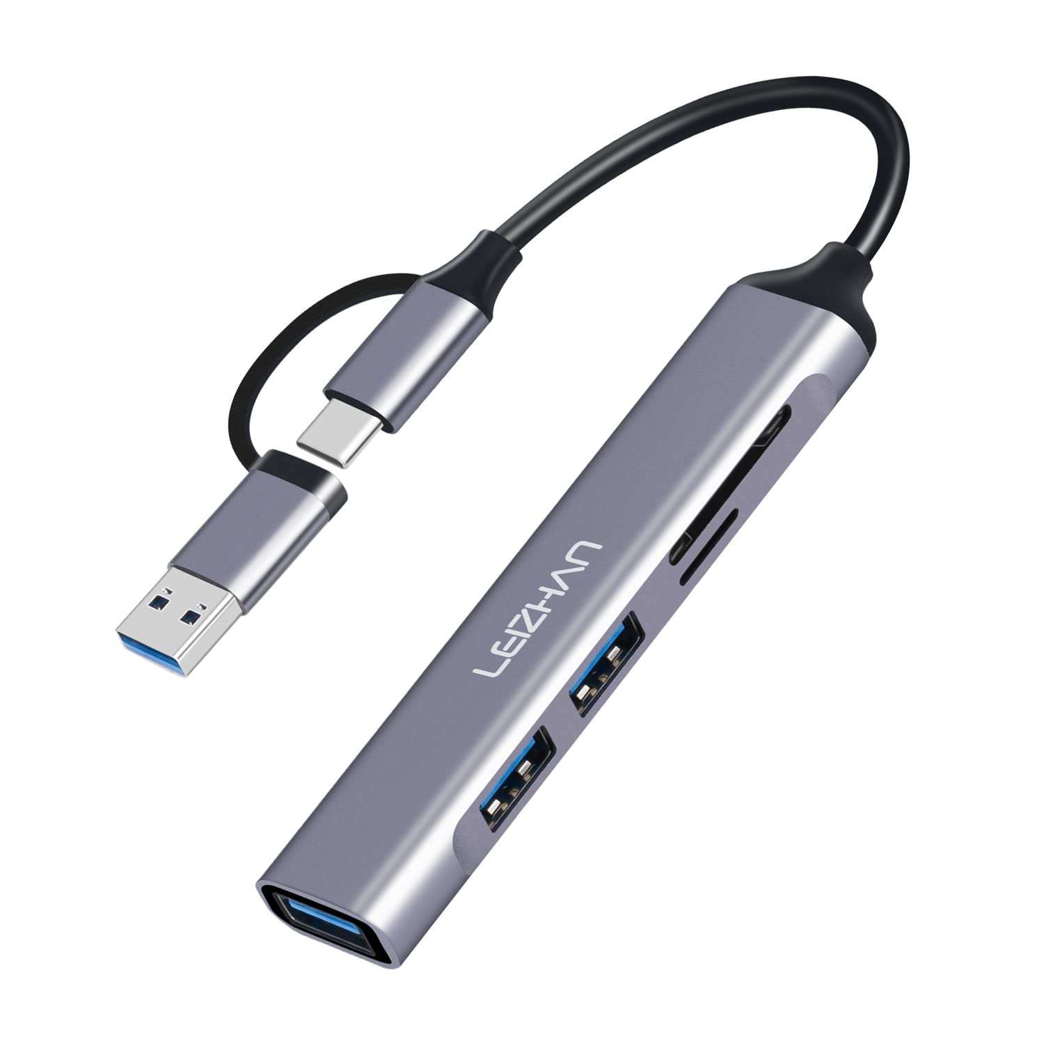 LEIZHAN 5-in-1 USB C Hub with 4K HDMI, Card Reader - for MacBook, Laptop Workspace