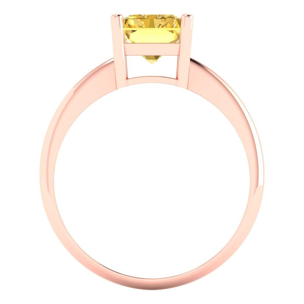 2.5ct Natural Yellow Citrine Radiant Cut Solitaire Ring - 18K Rose Gold Engagement, Wedding, Anniversary Jewelry for Women | Perfect for Bridal, Promise Rings & Special Occasions