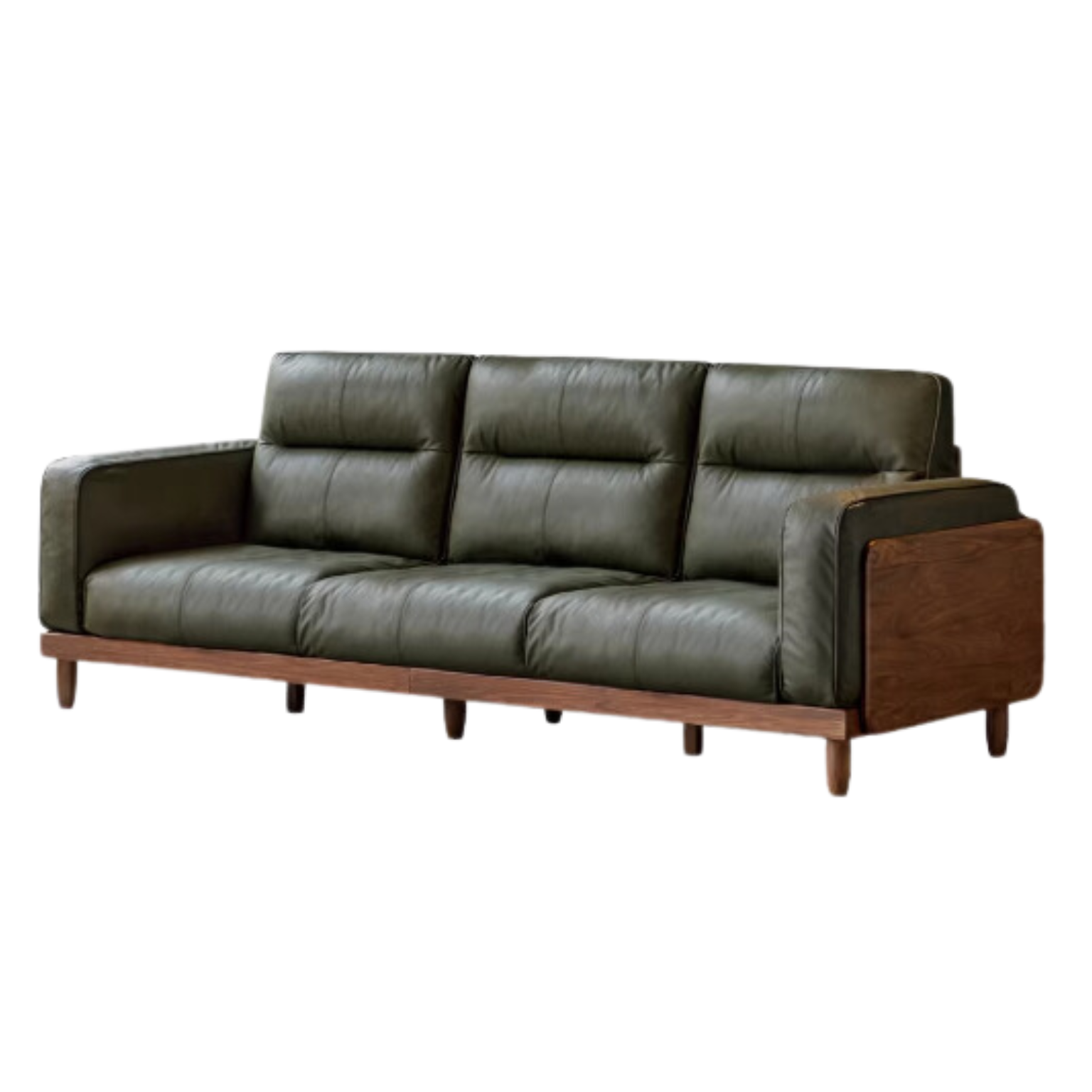 116.1x38.1x38.5 inch / 295x97x98 cm / Rich dark walnut - dark green color / Black Walnut sofa