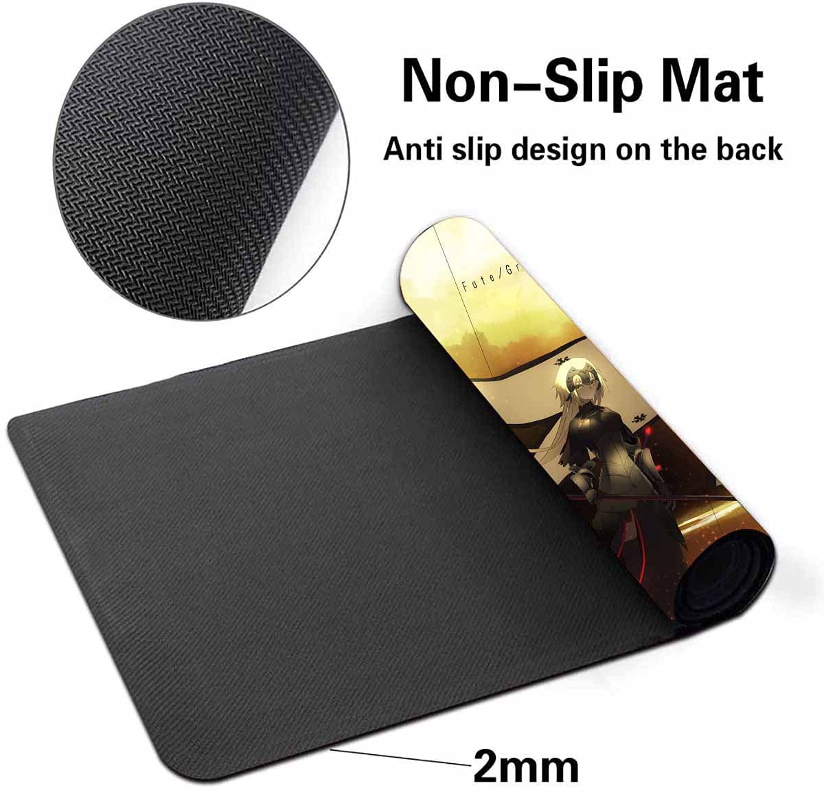 Fate Stay Night Anime Mouse Pad - Large Gaming Desk Mat for Computer & Keyboard - Saber Alter Fate Grand Order Design - Non-Slip Rubber Base (370) - Perfect for PC Gaming, Office Work & Anime Collections