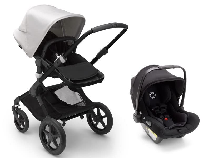 Bugaboo Fox 3 Complete Stroller with Nuna Turtle Air Car Seat - Black/Misty White Travel System for Newborns & Toddlers | Perfect for City Walks, Shopping & Family Outings